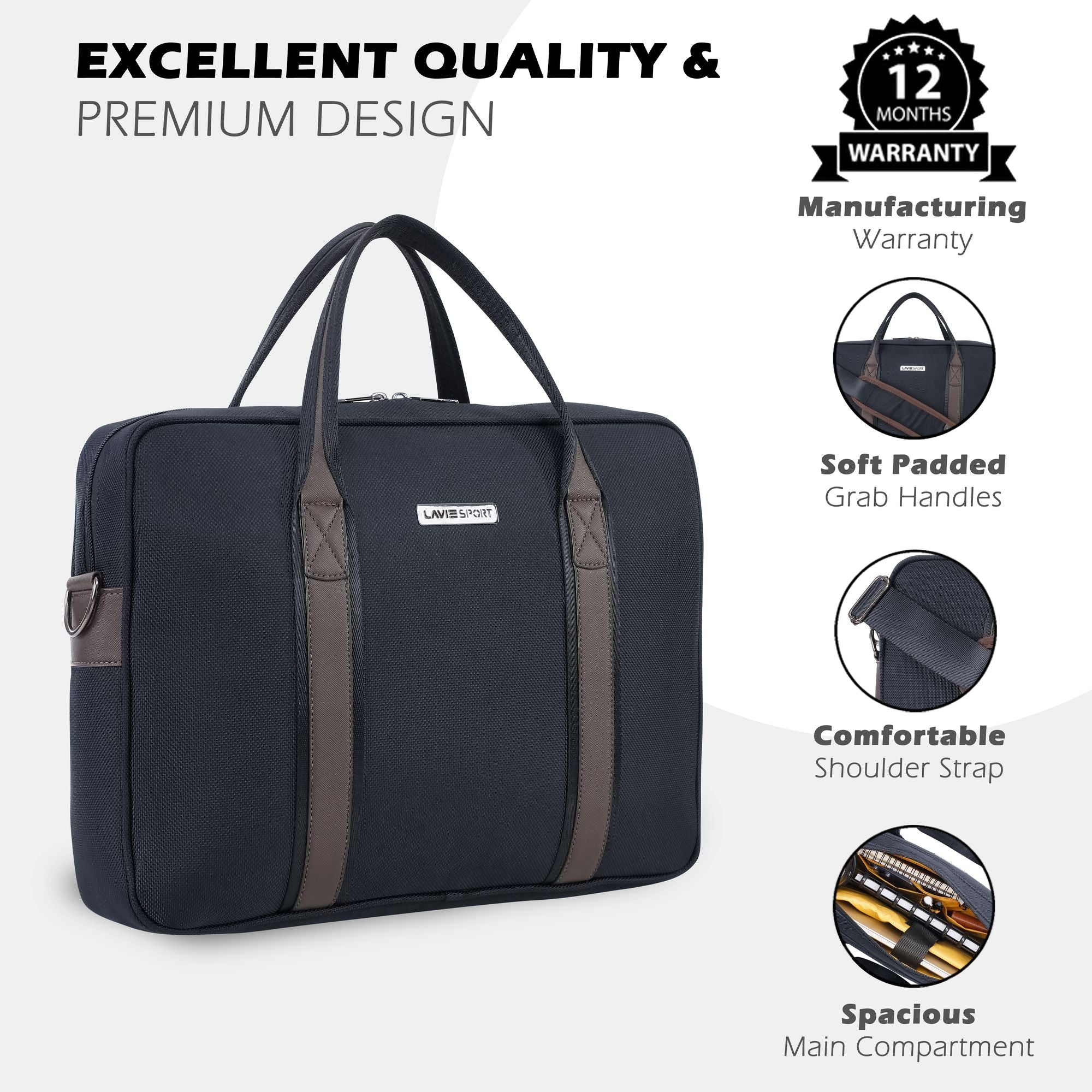 Elevate Briefcase Multifunctional Laptop Bag Charcoal Blue