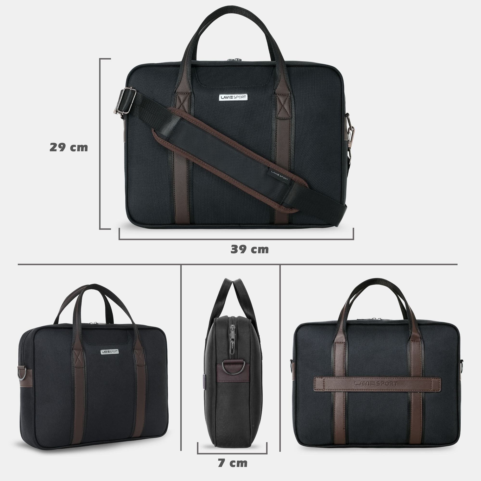 Elevate Briefcase Multifunctional Laptop Bag Black/Choco