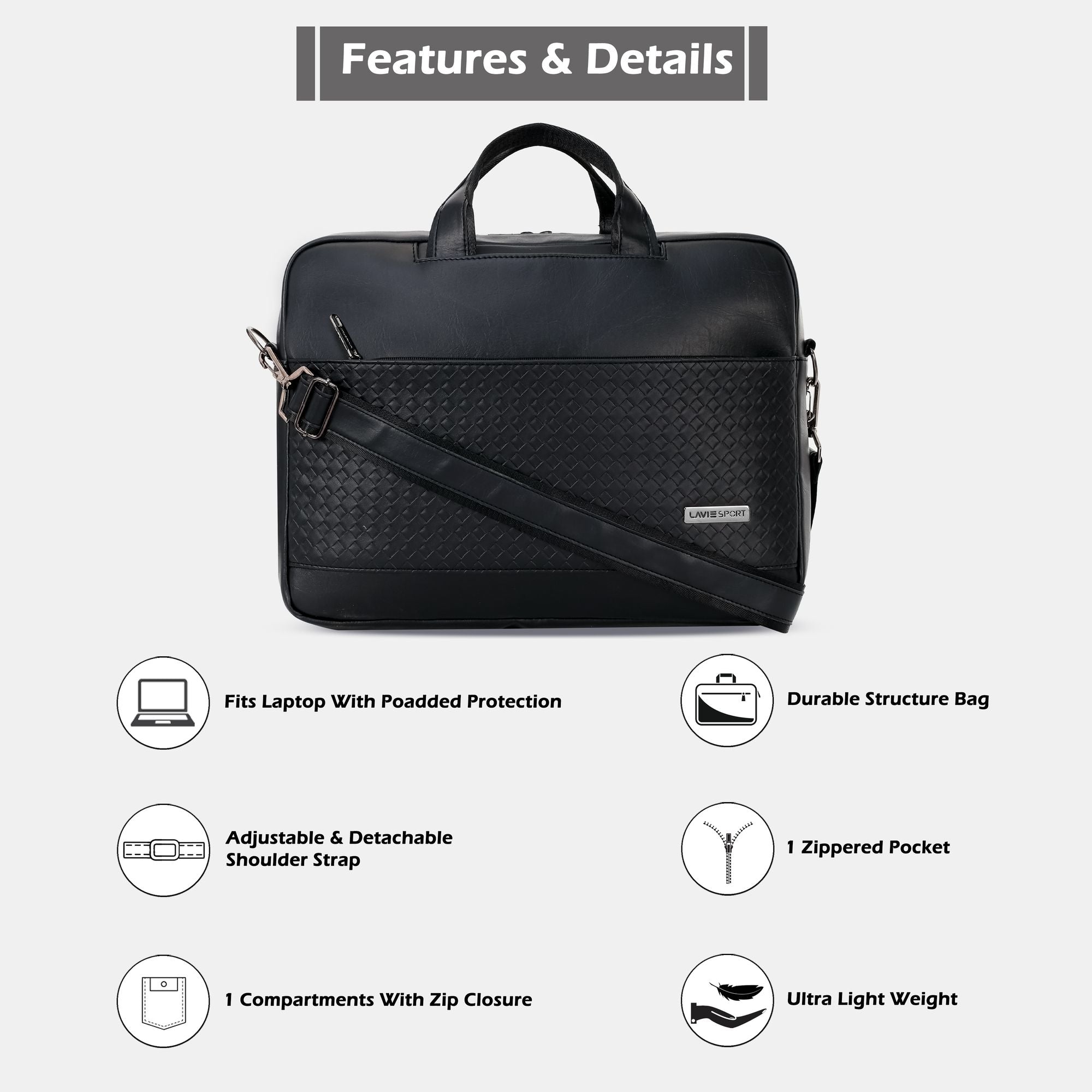 Highlander Briefcase Multifunctional Laptop Bag Black