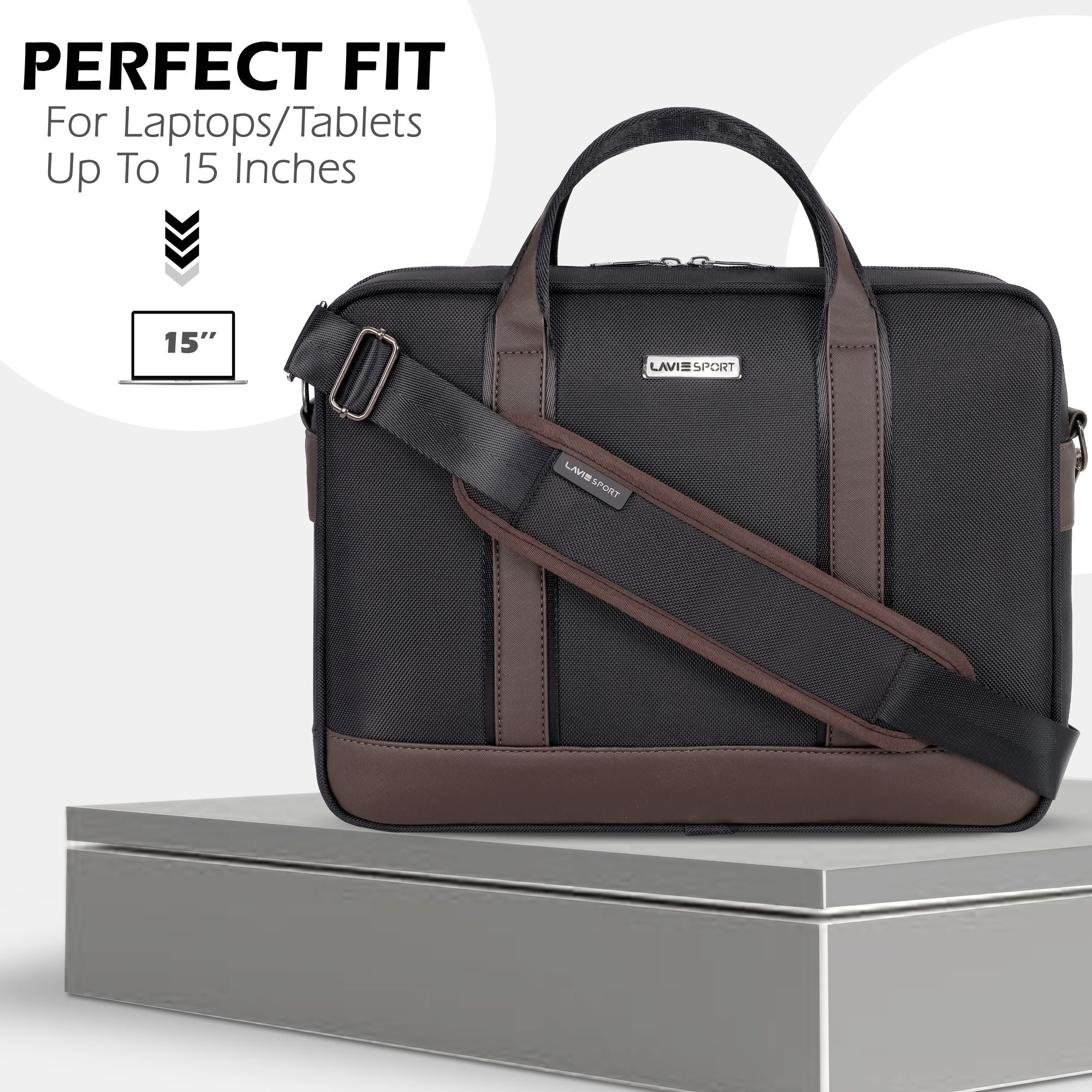 Magnate Briefcase Multifunctional Laptop Bag Black/Choco
