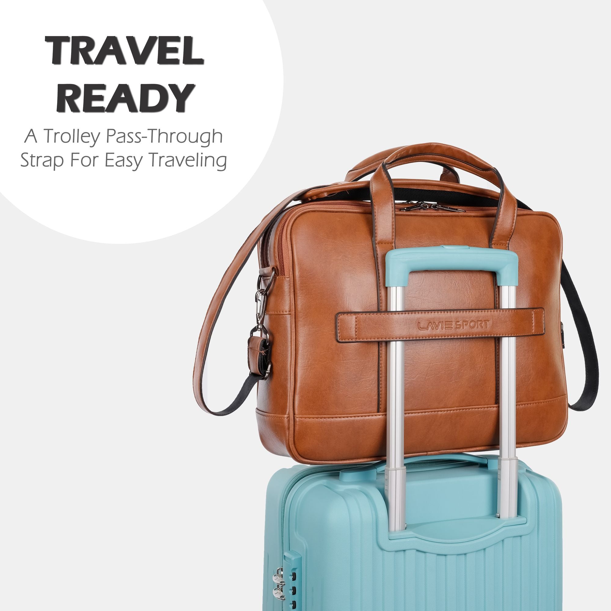 Magnate Briefcase Multifunctional Laptop Bag Tan