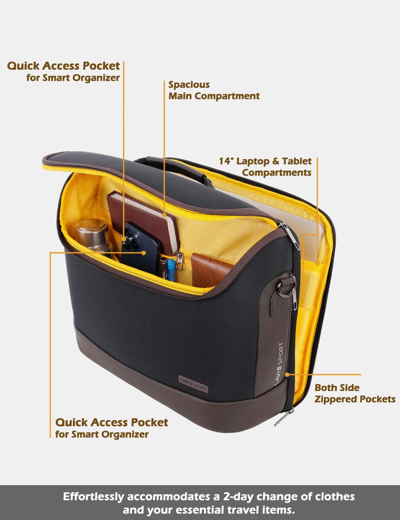Spectra Briefcase Multifunctional Laptop Bag Black/Choco