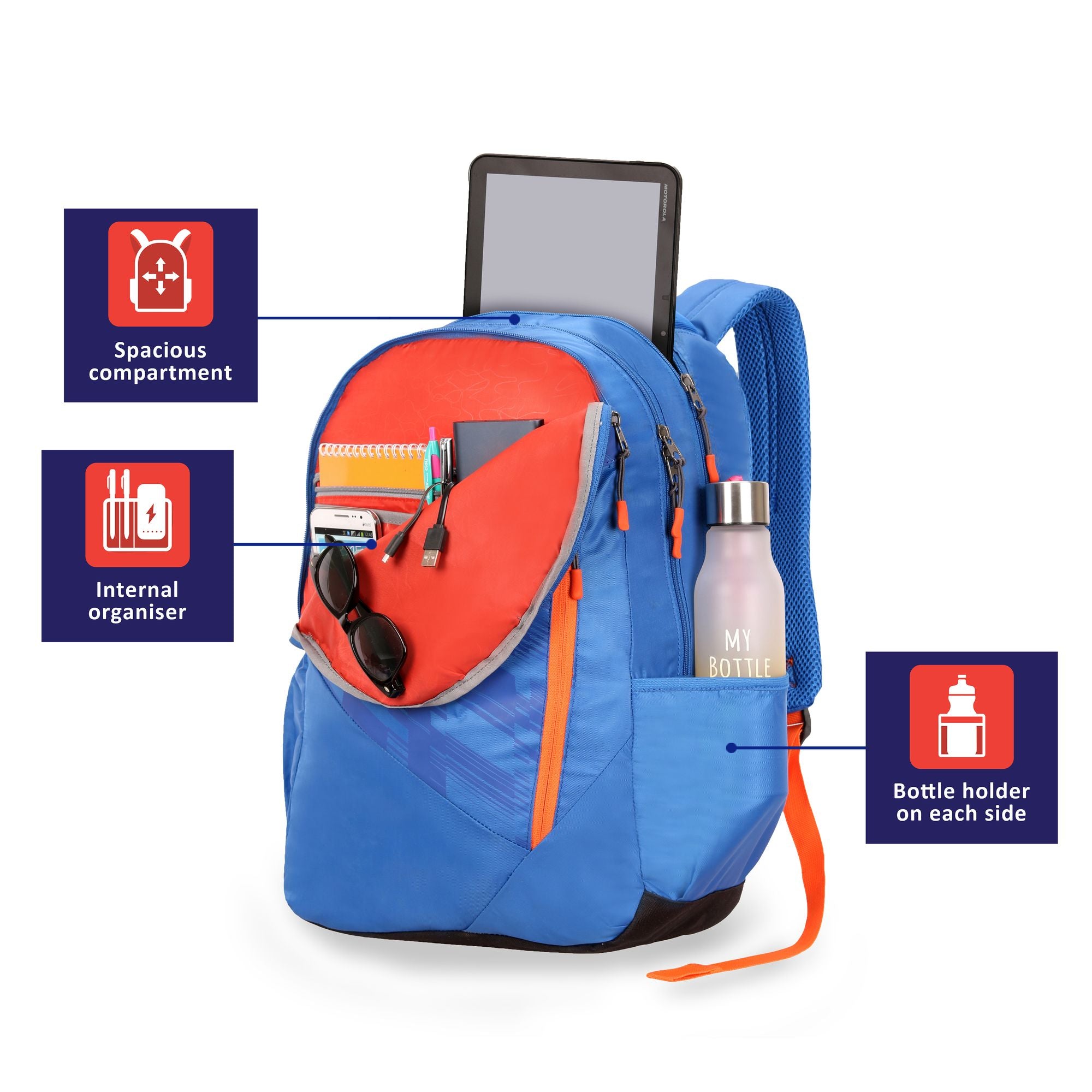 Lavie Sport Jarvis 28 Ltrs Laptop Backpack | School College Bag For Boys & Girls Blue - Lavie World