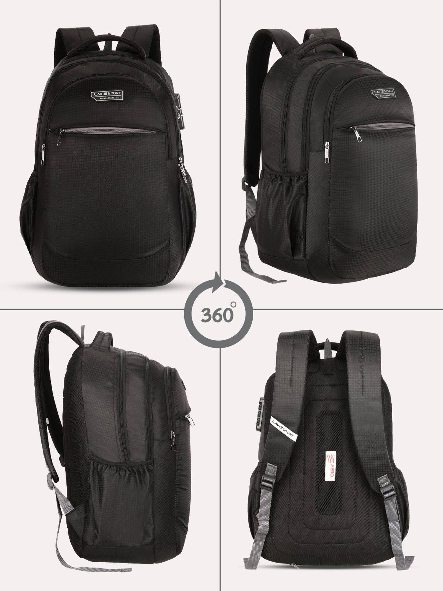 Lavie Sport Graphene 32L Laptop Backpack For Men & Women Black - Lavie World