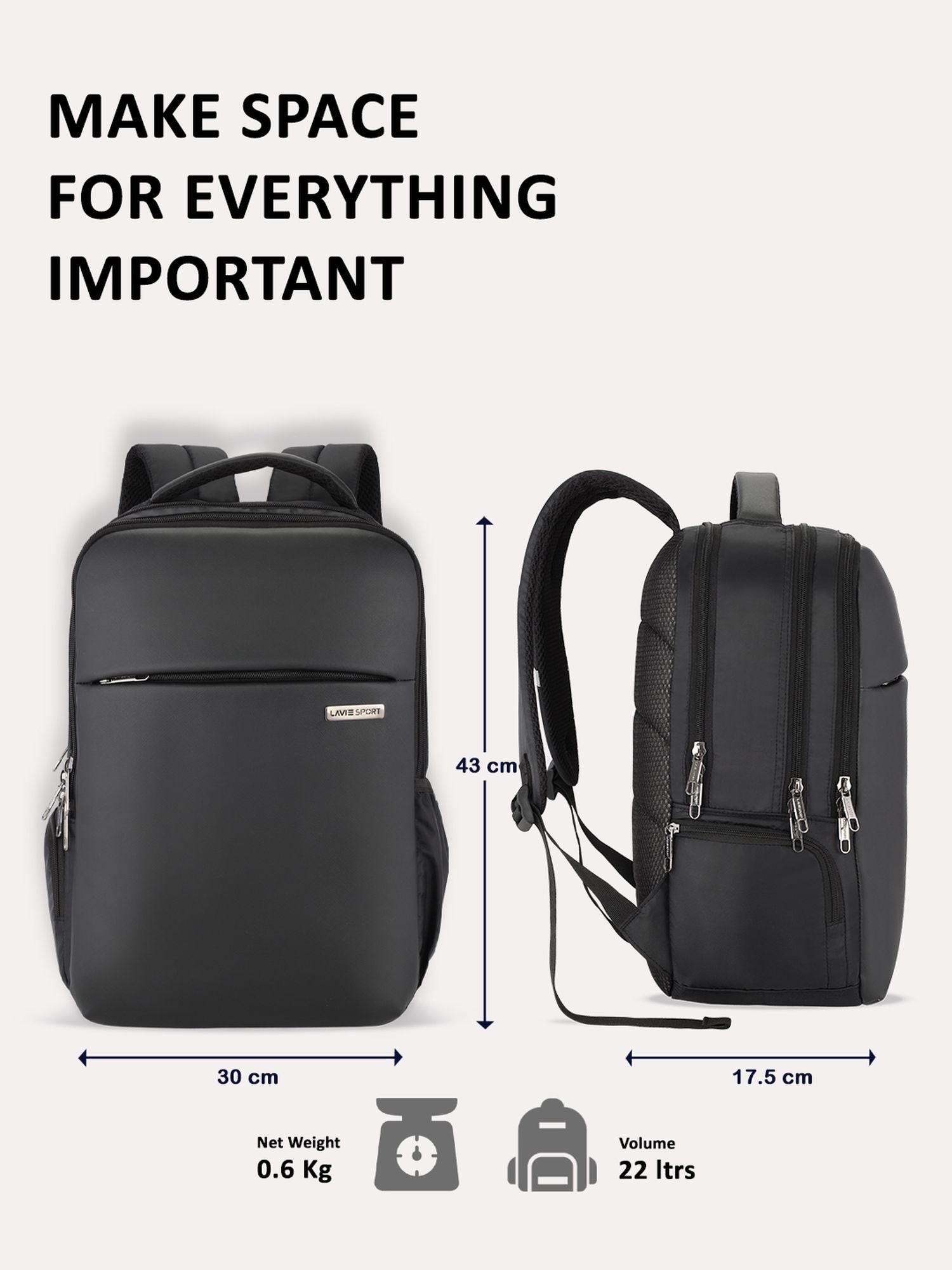 Lavie_Sport_Prodigy_22L_Laptop_Unisex_Backpack_For_Men_&_Women|Casual_Backpack_for_Girls_&_Boys_Black