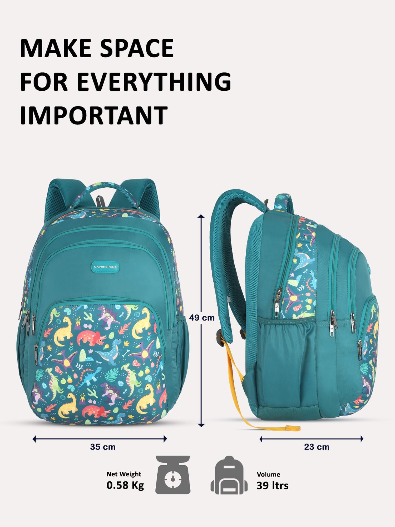 Lavie Sport 22L Ledge Casual Backpack for Girls and Boys|Men & Women Red