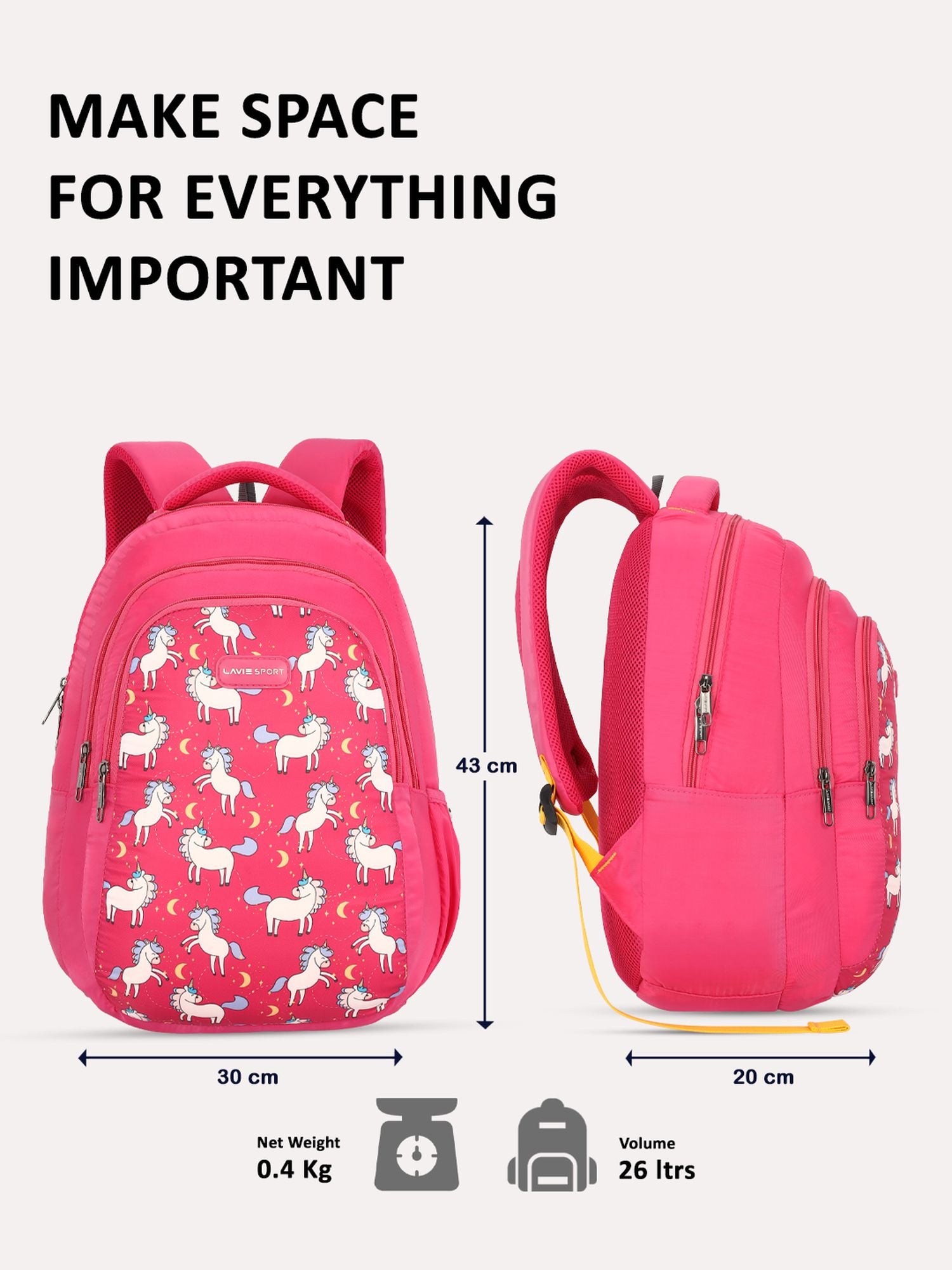 Lavie Sport 22L Ledge Casual Backpack for Girls and Boys|Men & Women Red