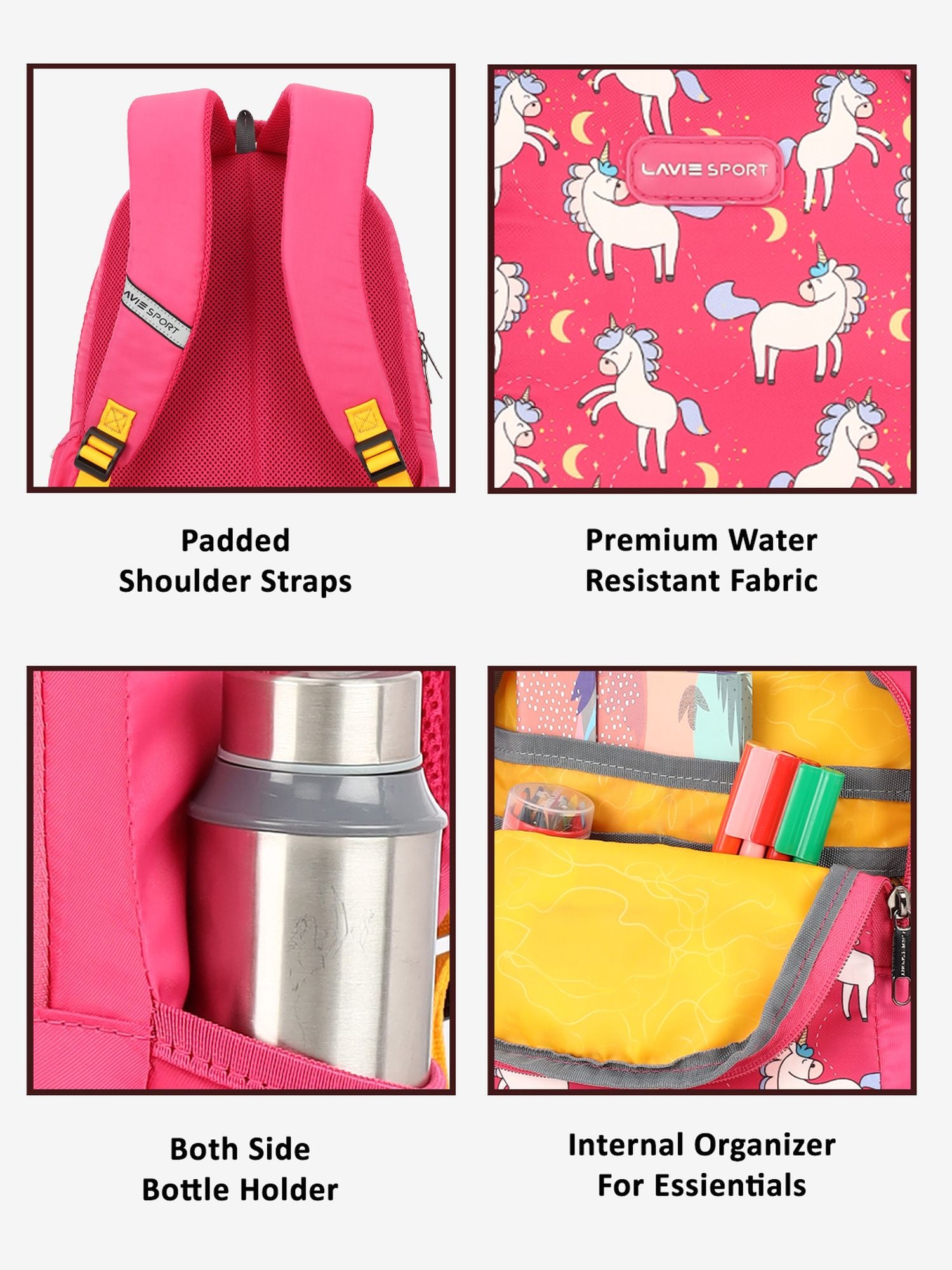 Lavie Sport 22L Ledge Casual Backpack for Girls and Boys|Men & Women Red