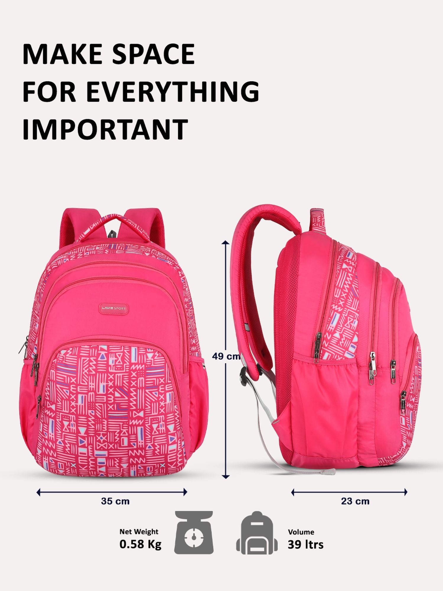 lavie-sport-classic-31l-laptop-backpack-for-men-&-women-black-black-medium