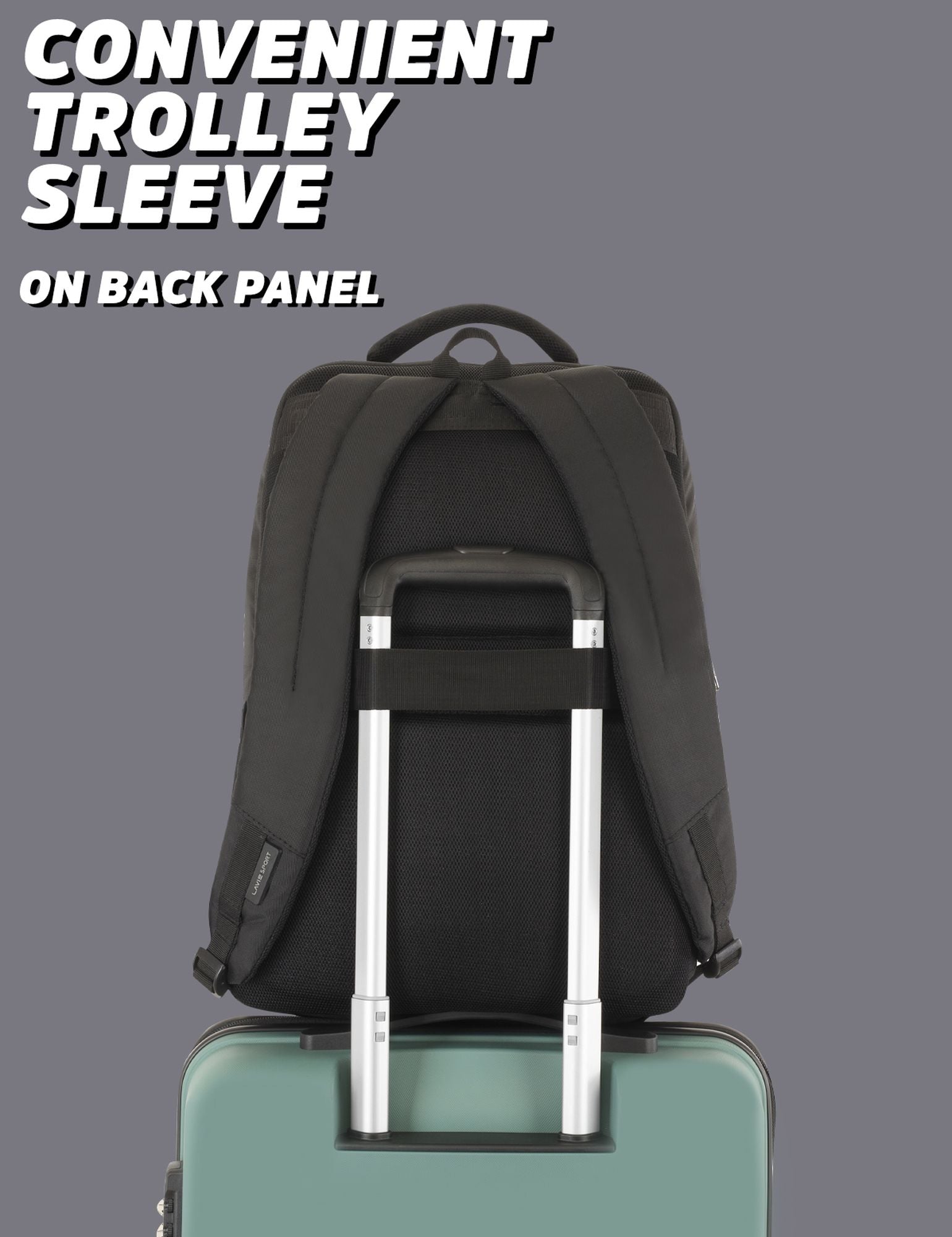 Lavie Sport Pioneer 24L Laptop Backpack with Trolley Sleeve For Men & Women Black/Navy