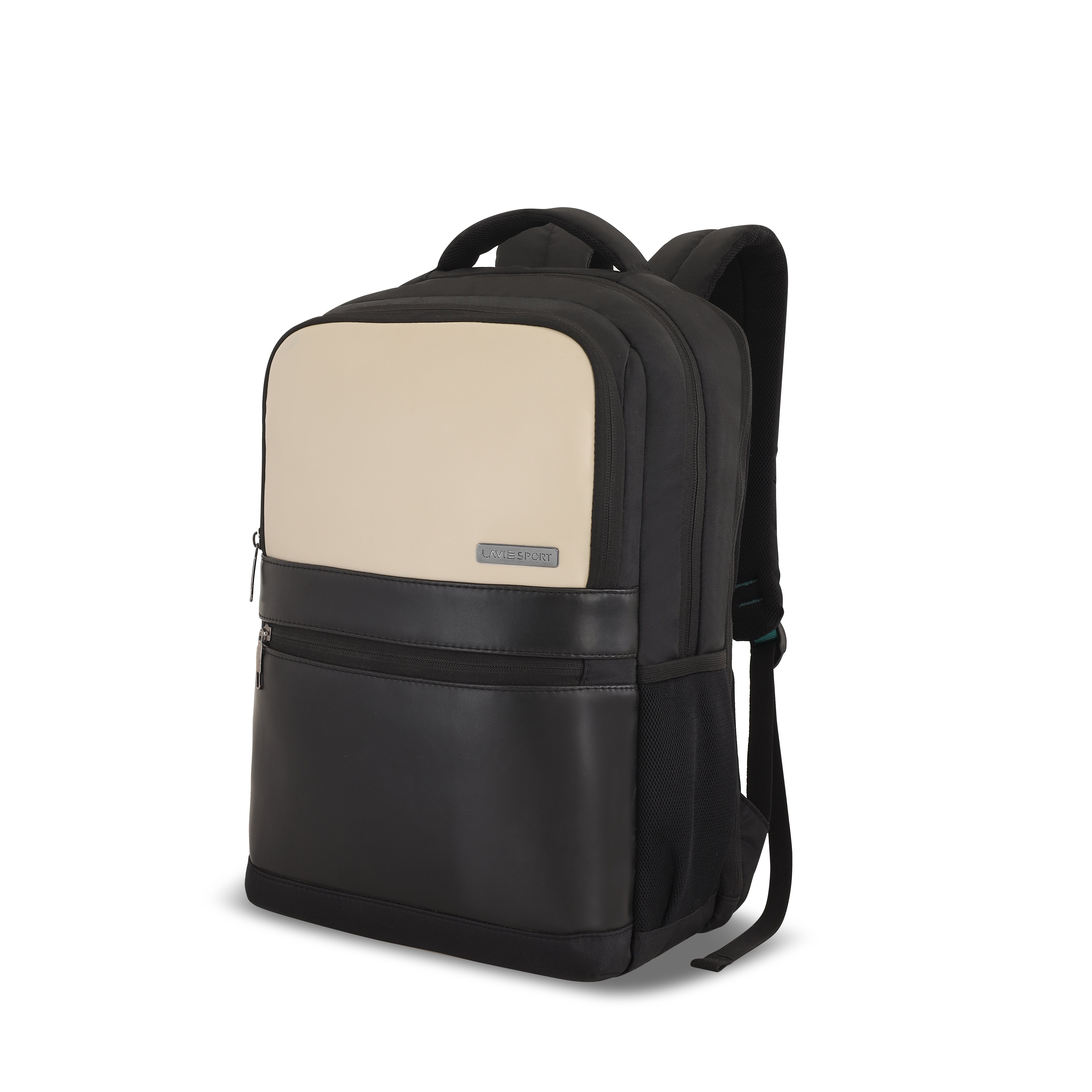 Lavie Sport Pioneer 24L Laptop Backpack with Trolley Sleeve For Men & Women (Black/Off white)