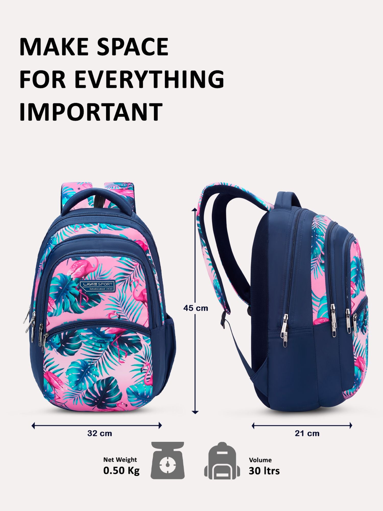 Flamingos Backpack Navy