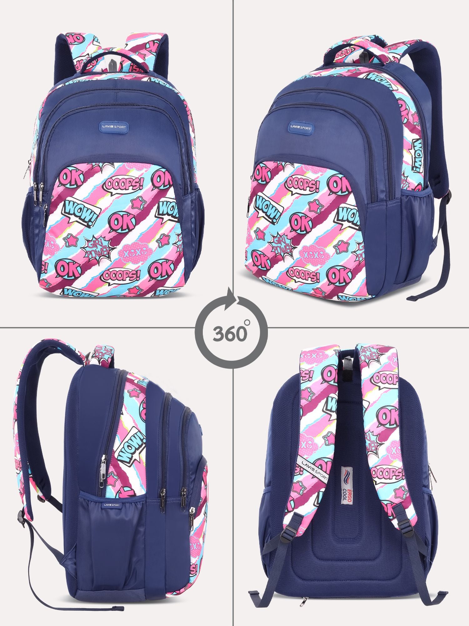 Vibeart Backpack Laptop Compatible Raincover Navy