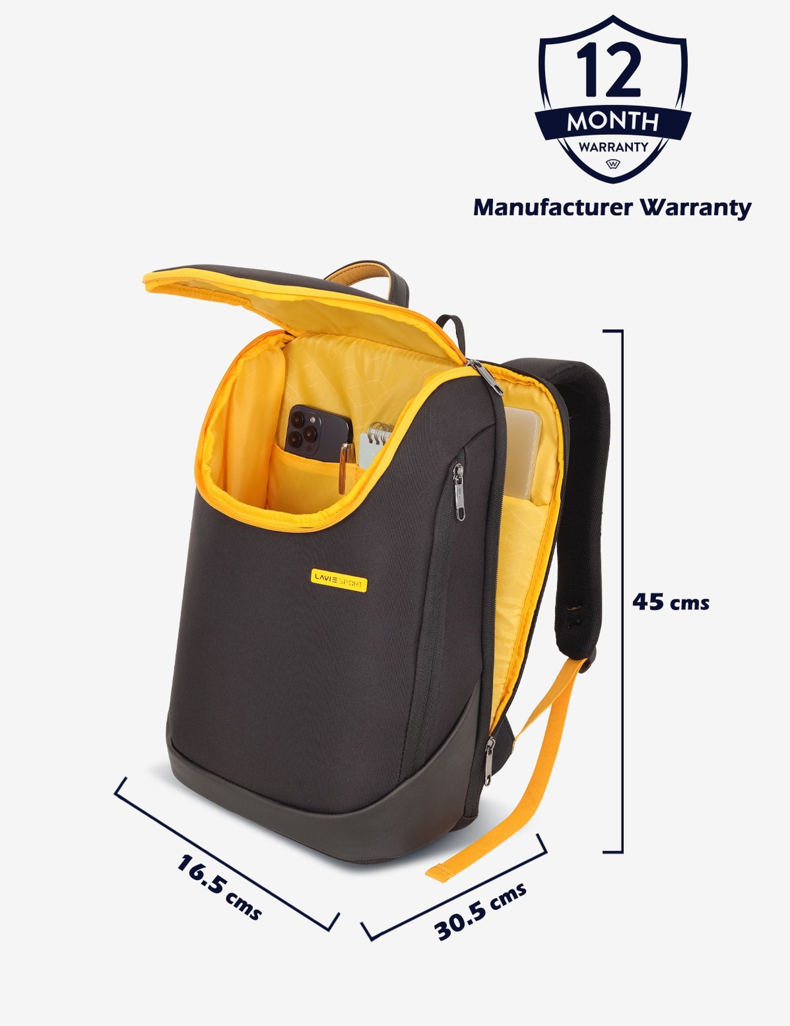 Duke Backpack Laptop Compatible Black/Yellow