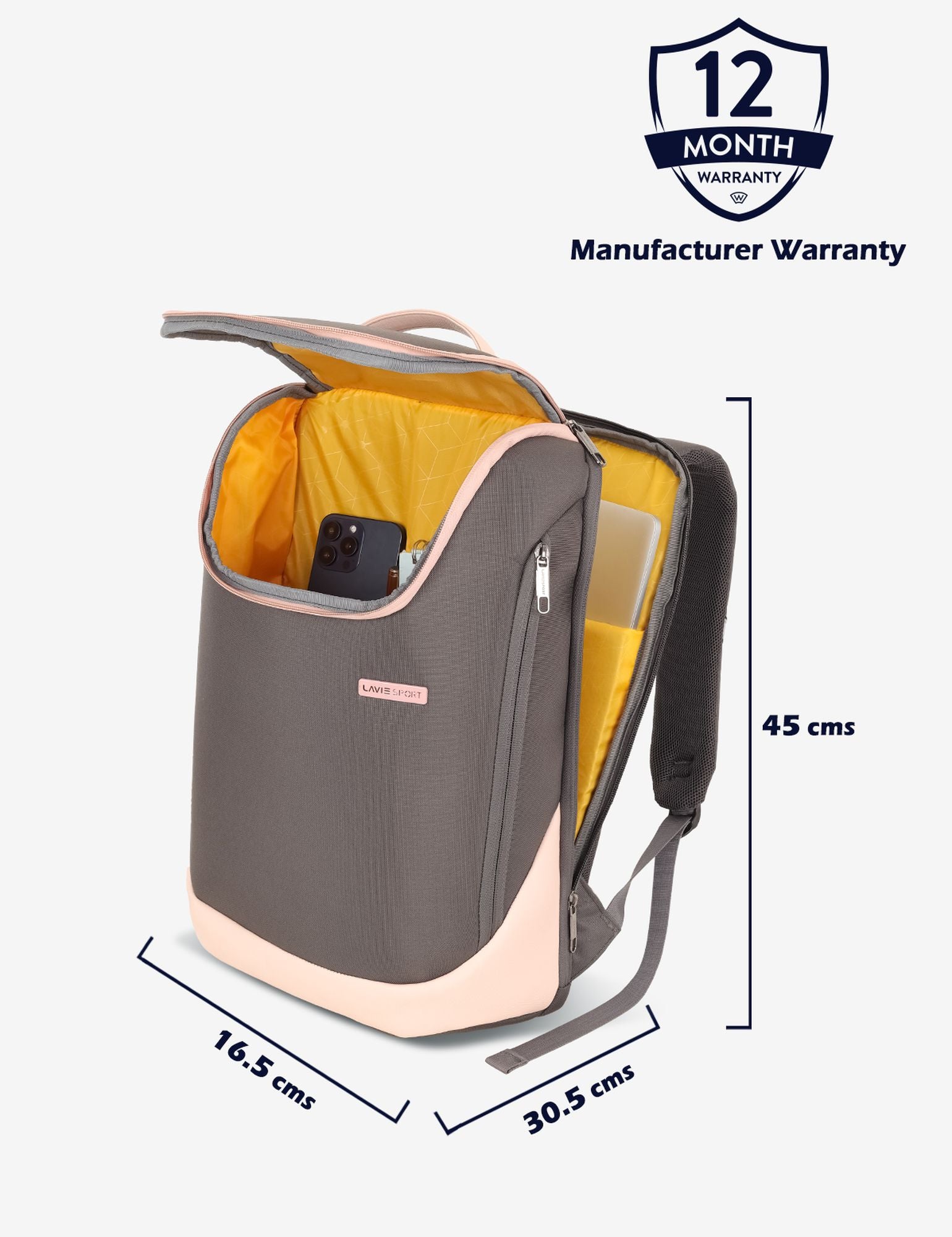 Duke Backpack Laptop Compatible Grey/Pink