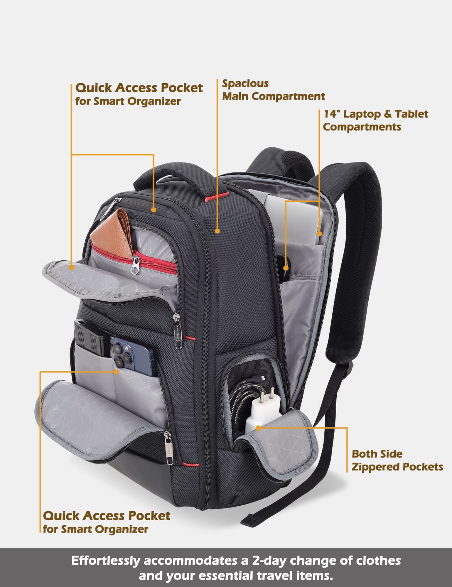 Business Elite Professional Laptop Backpack Trolley Sleeve Black