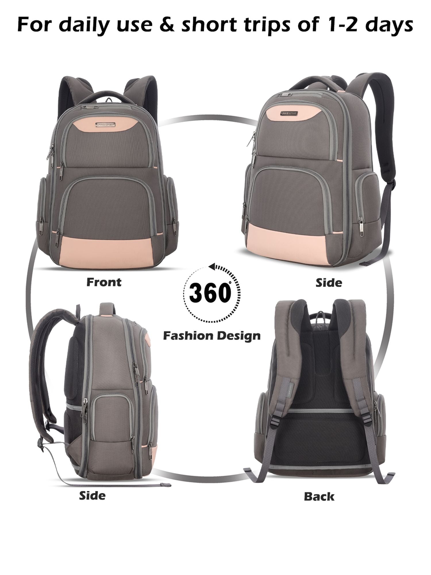 Business Elite Professional Laptop Backpack Trolley Sleeve Grey/Pink