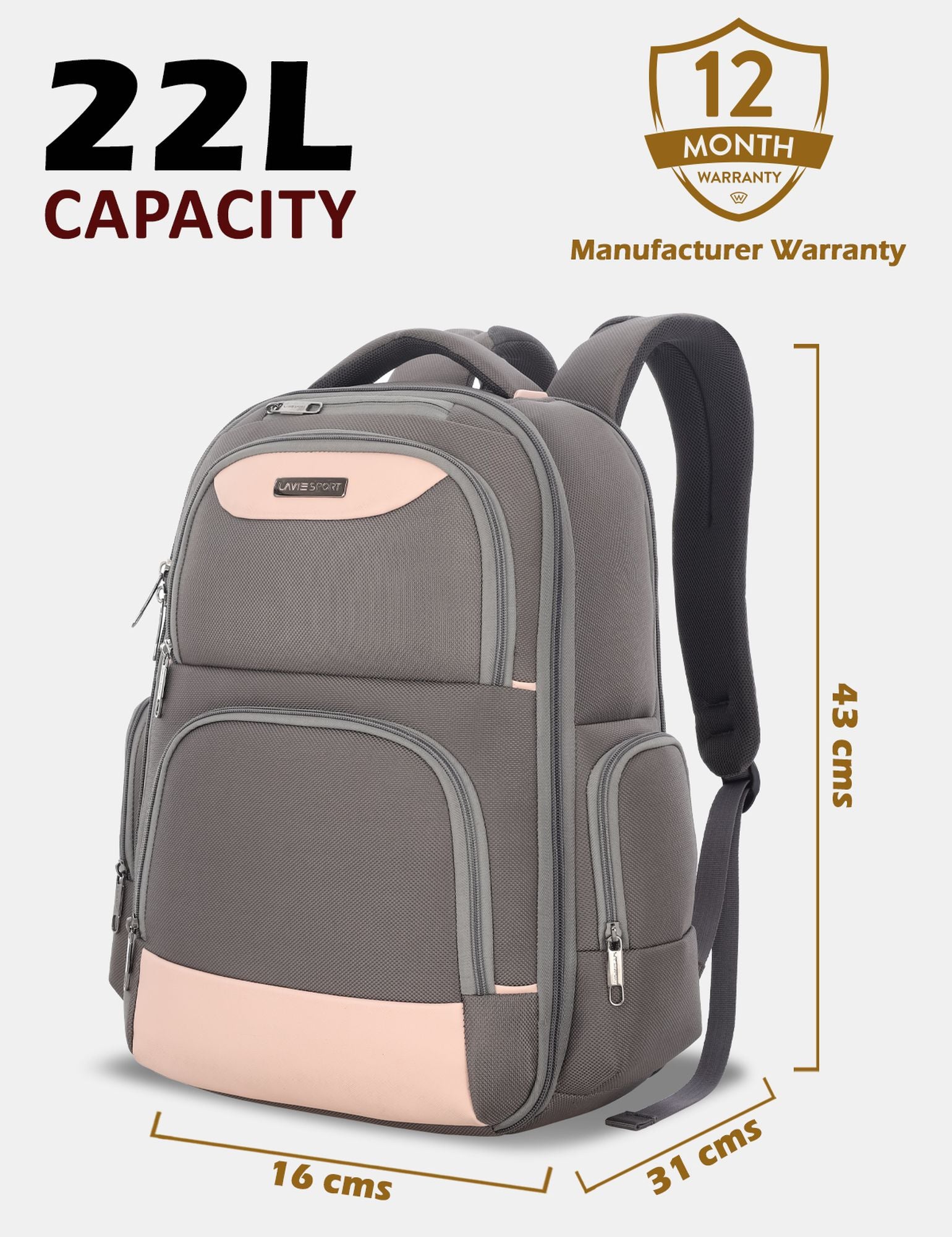 Business Elite Professional Laptop Backpack Trolley Sleeve Grey/Pink