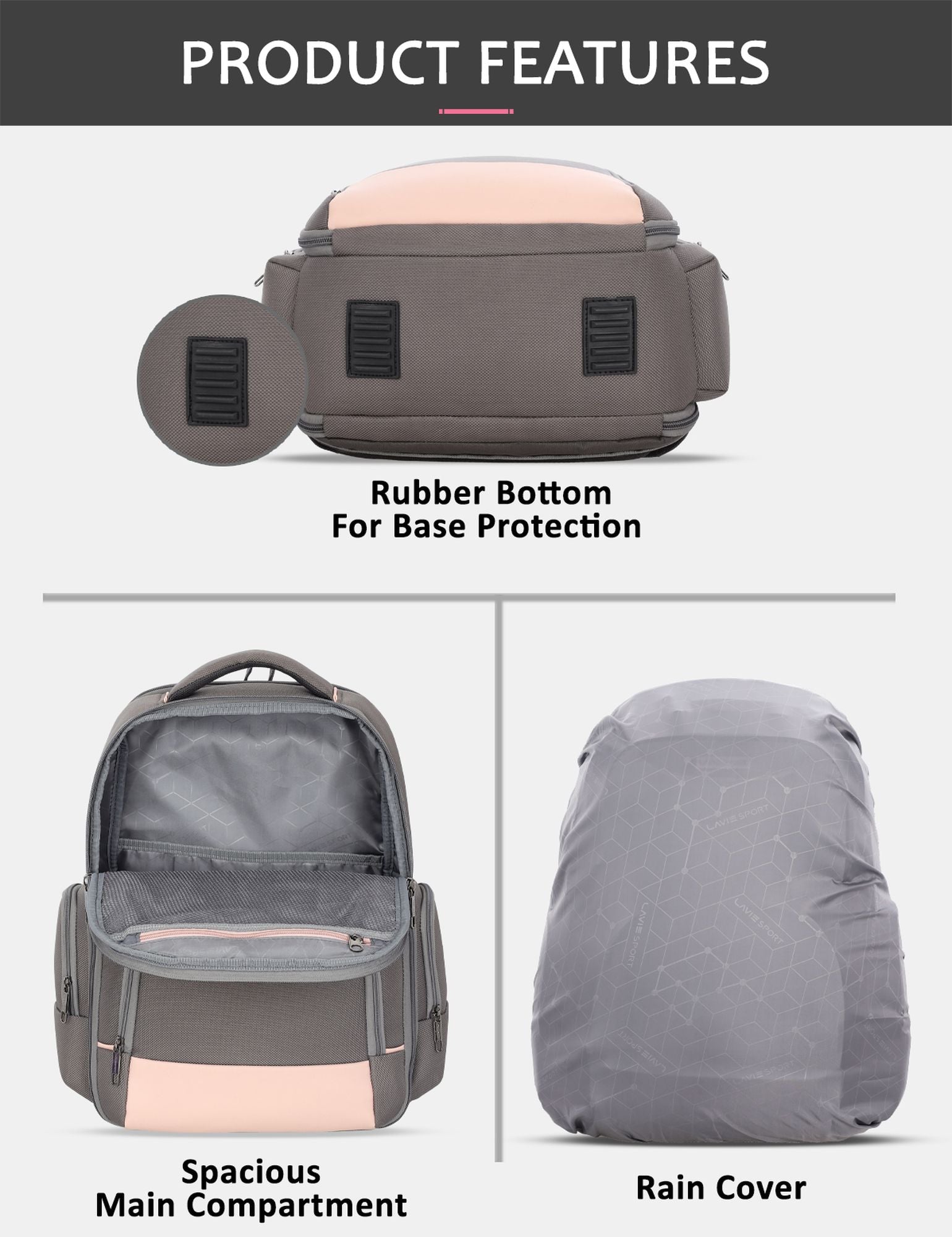 Business Elite Professional Laptop Backpack Trolley Sleeve Grey/Pink