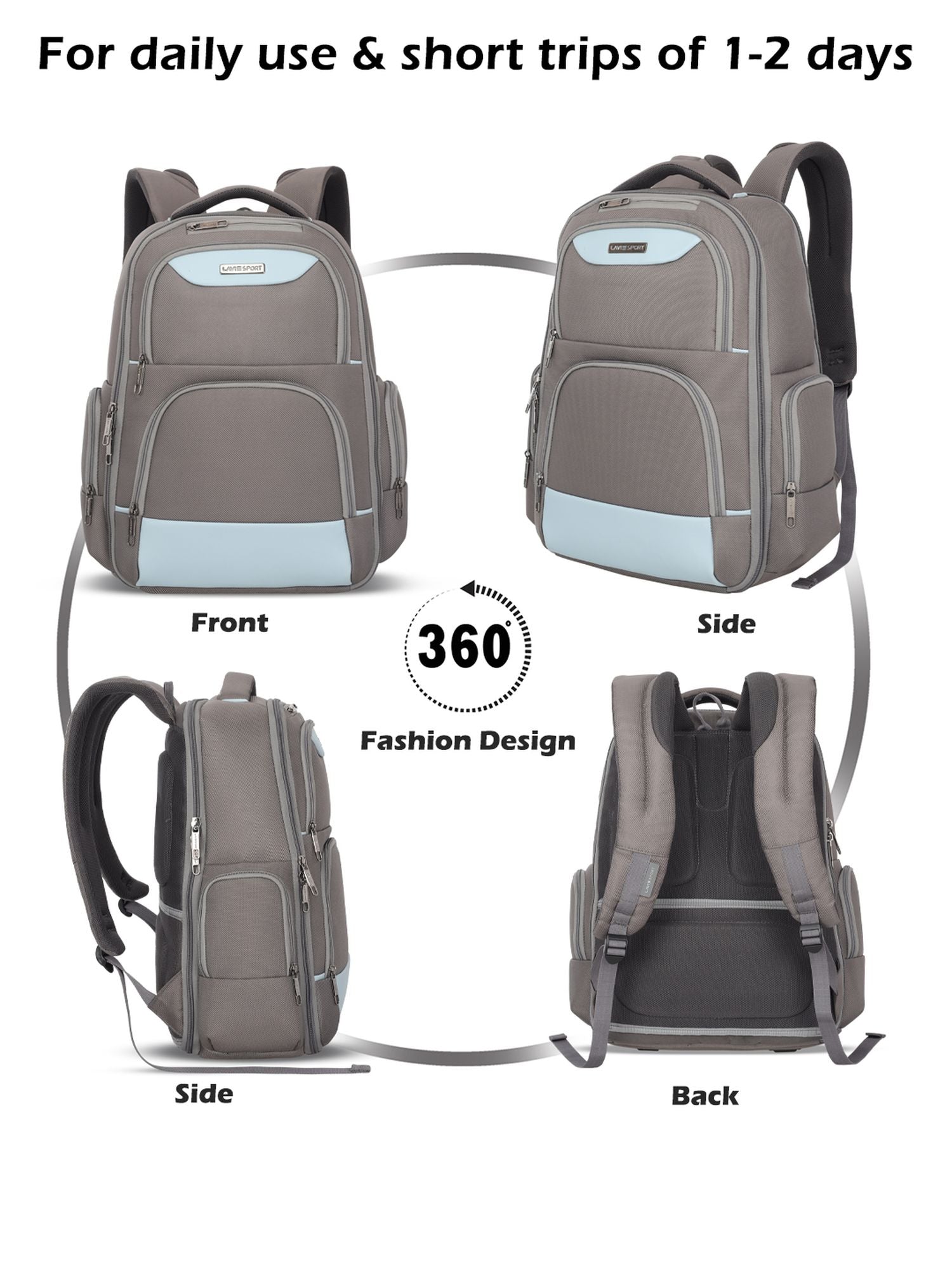 Business Elite Professional Laptop Backpack Trolley Sleeve Grey/P.Blue