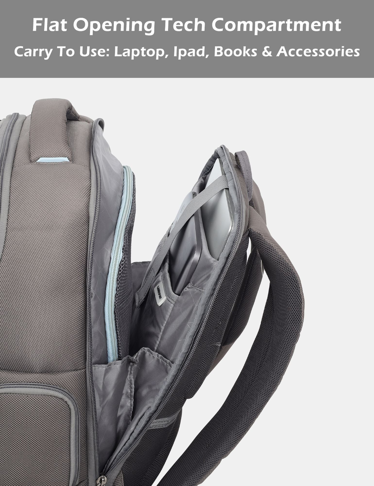 Business Elite Professional Laptop Backpack Trolley Sleeve Grey/P.Blue