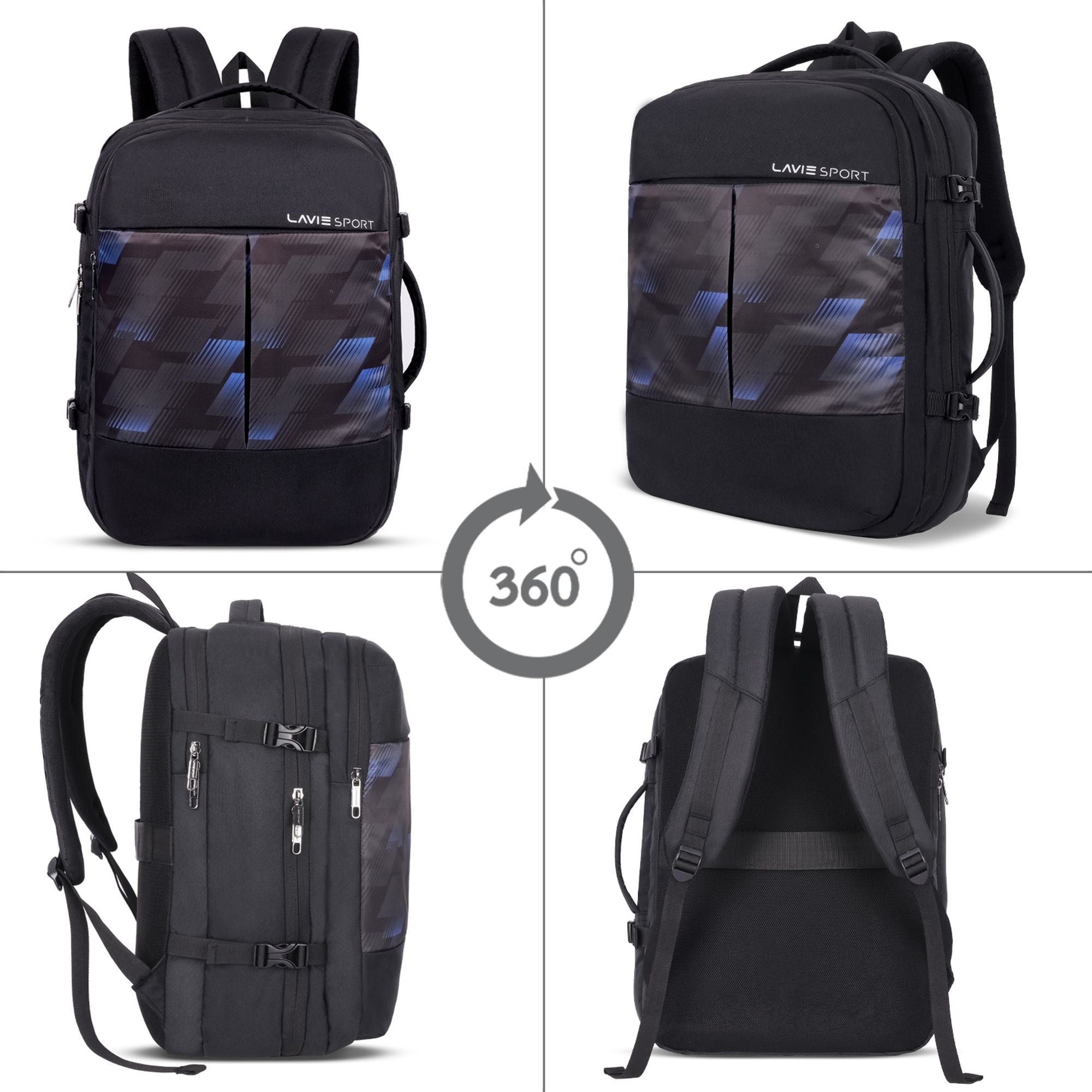 Quest Backpack Multifunctional Laptop Bag Black/Blue