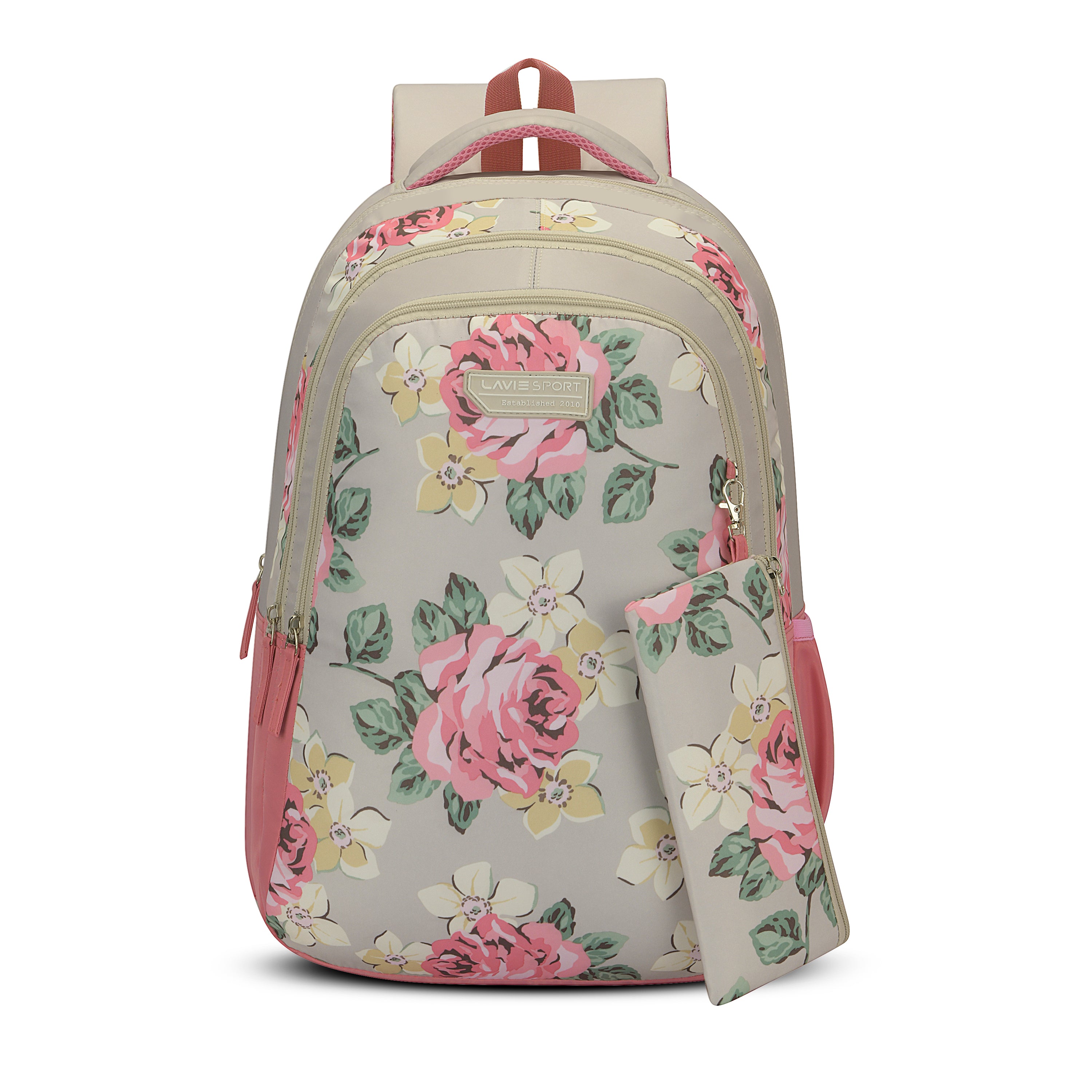 Lavie Sport 36L Buttercup Backpack | 19 inches | Laptop Compatiable | Pencil Pouch |(Beige)
