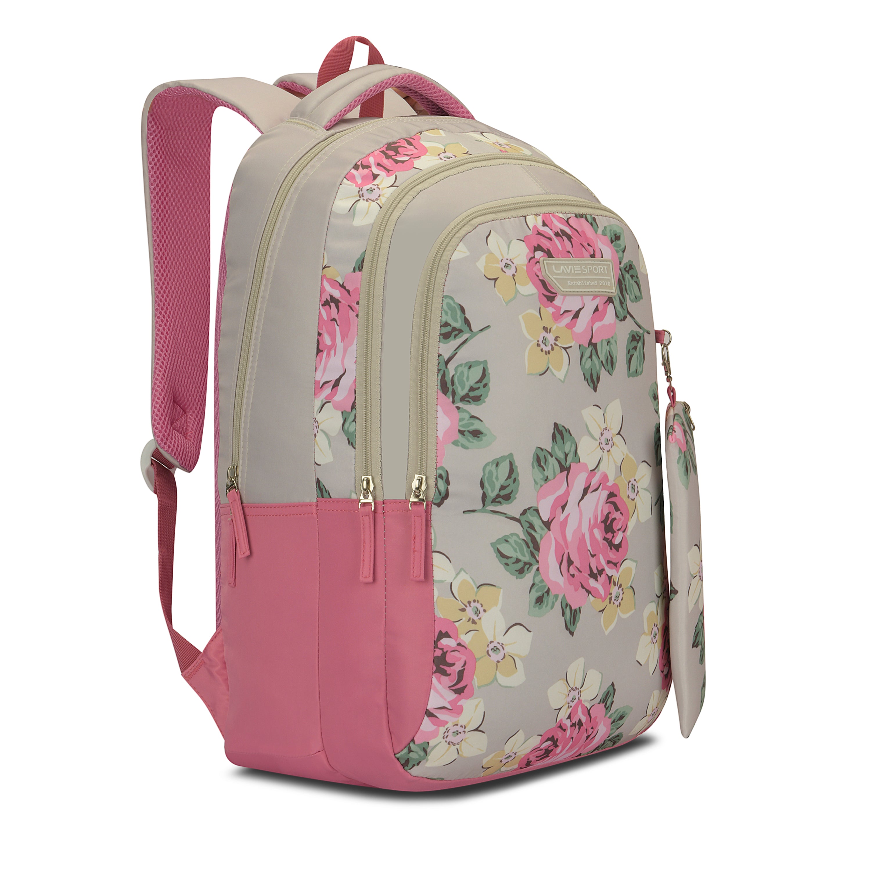 Lavie Sport 36L Buttercup Backpack | 19 inches | Laptop Compatiable | Pencil Pouch |(Beige)