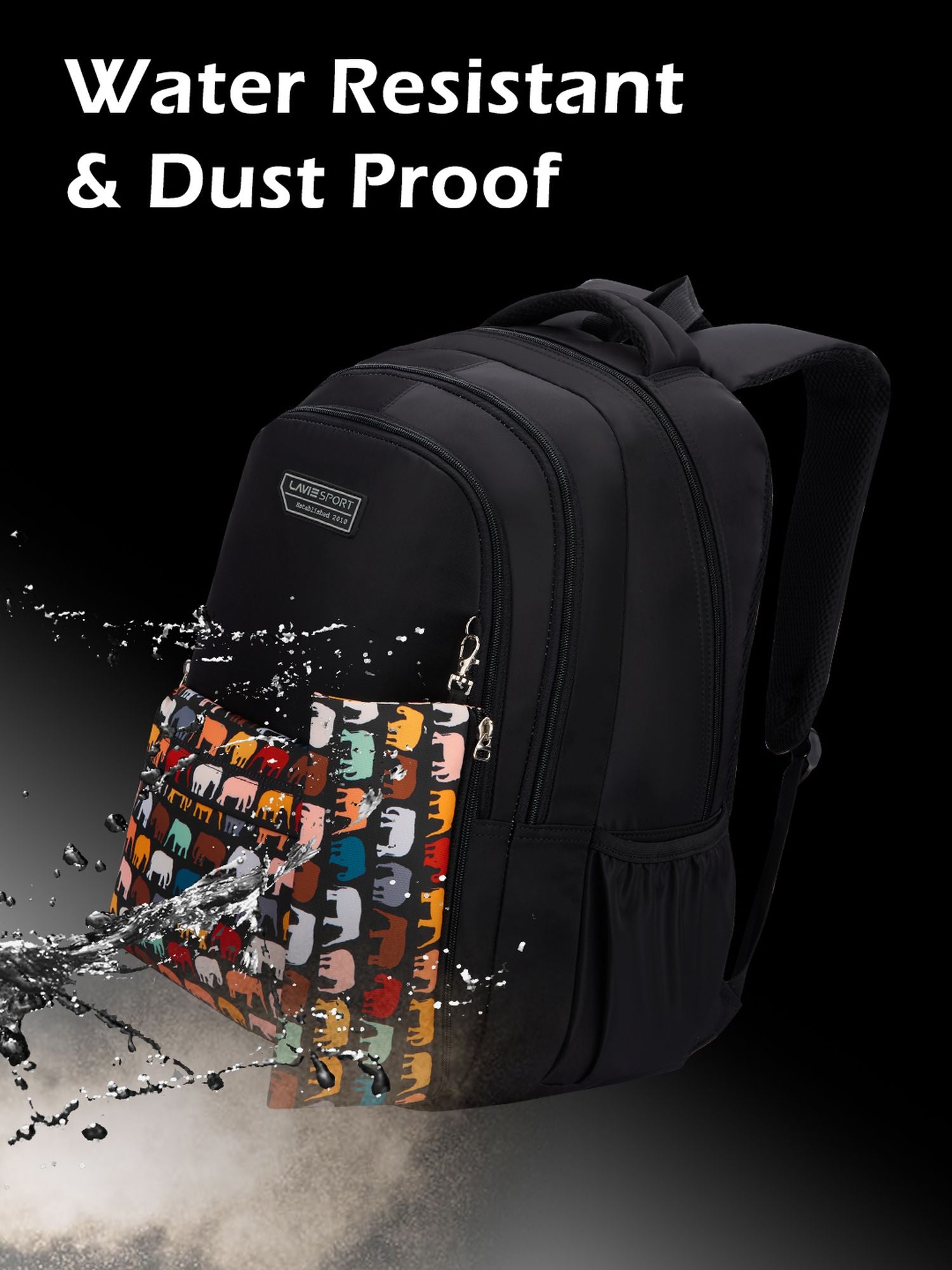Tusker Backpack Laptop Compatible Raincover Pencil Pouch Black