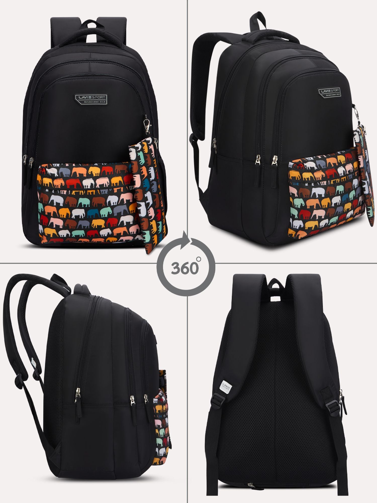 Tusker Backpack Laptop Compatible Raincover Pencil Pouch Black