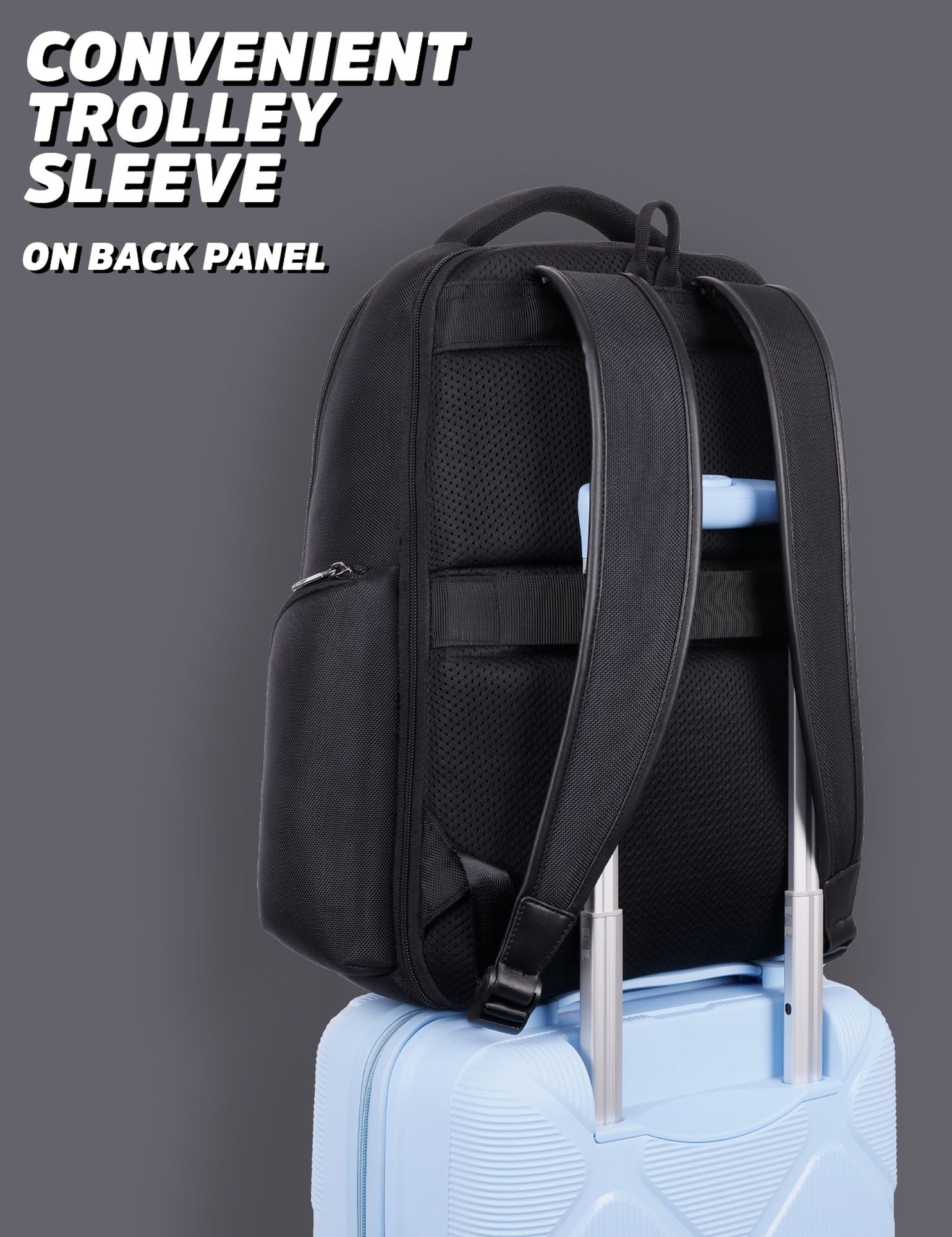 Business Elite Multifunctional Laptop Backpack Trolley Sleeve Black/Choco