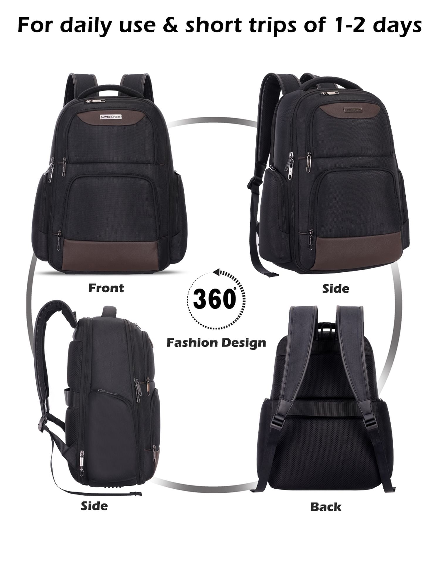 Business Elite Multifunctional Laptop Backpack Trolley Sleeve Black/Choco
