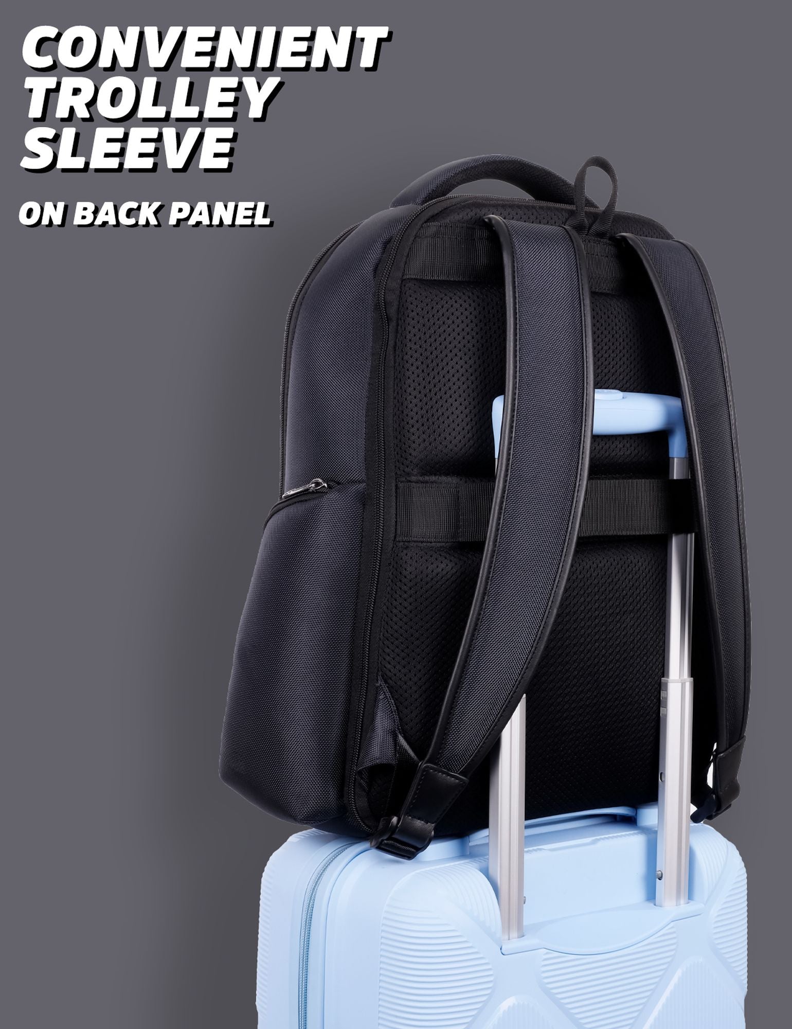 Business Elite Multifunctional Laptop Backpack Trolley Sleeve C.Blue/Black