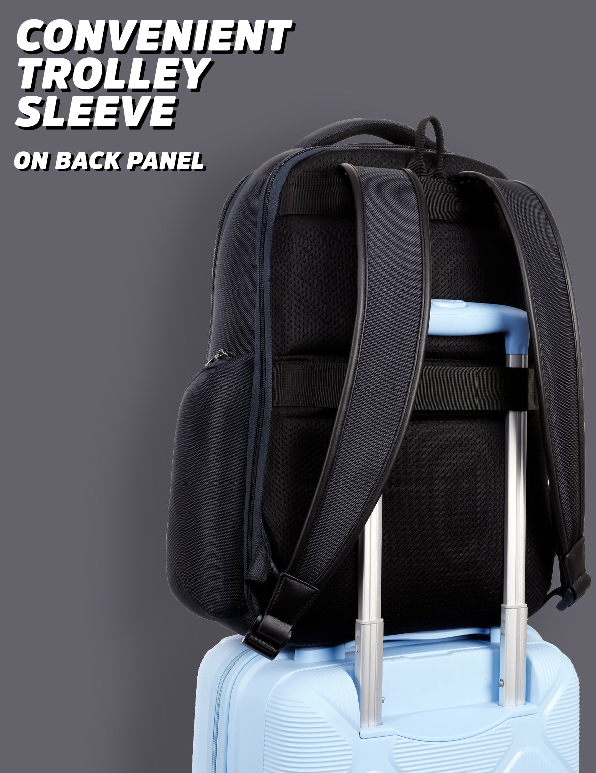 Business Elite26 Multifunctional Laptop Backpack With Trolley Sleeve