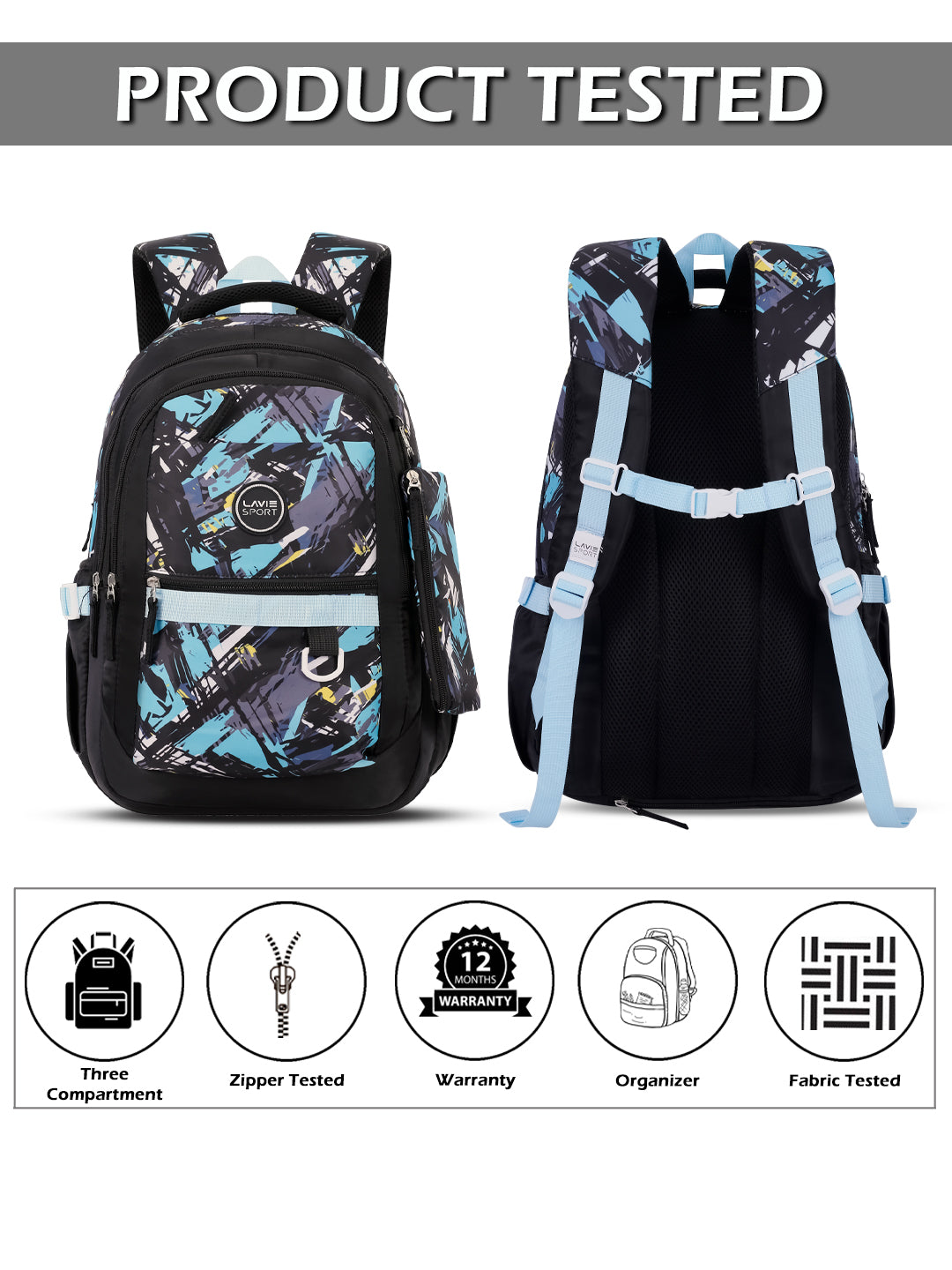 Abstract Laptop Backpack Raincover Bag Blue
