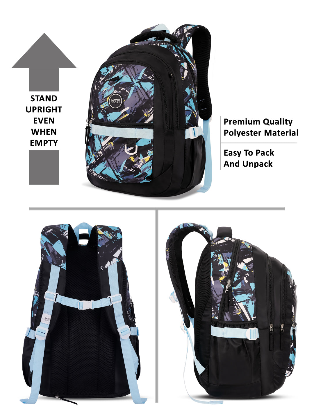 Abstract Laptop Backpack Raincover Bag Blue