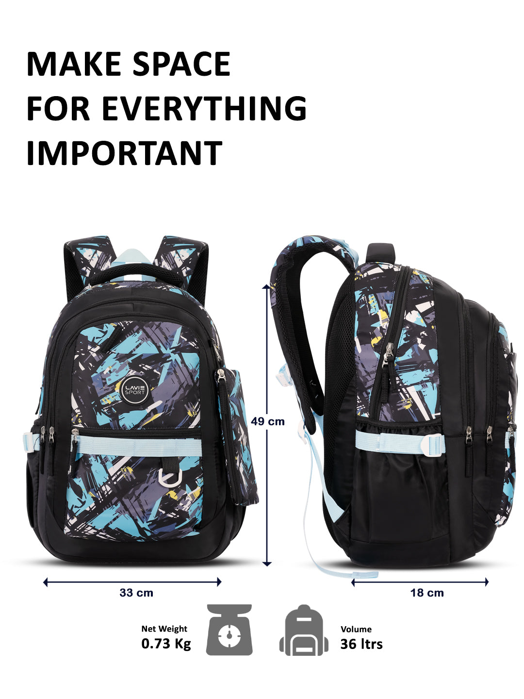 Abstract Laptop Backpack Raincover Bag Blue