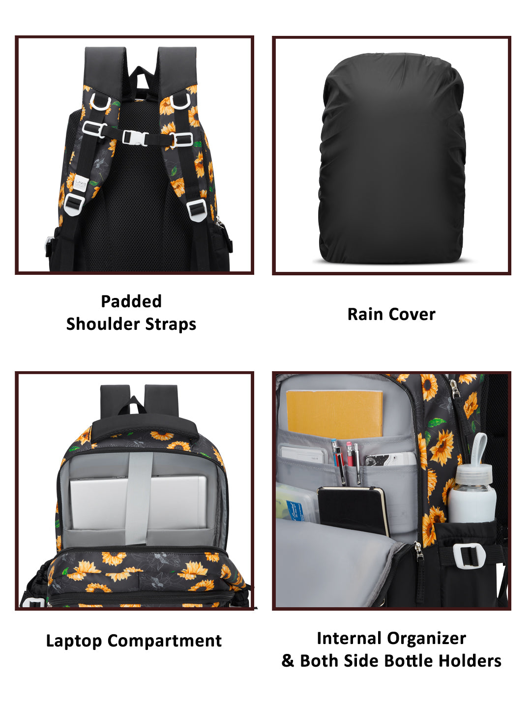 Sunbloom Laptop Backpack Raincover Bag Yellow