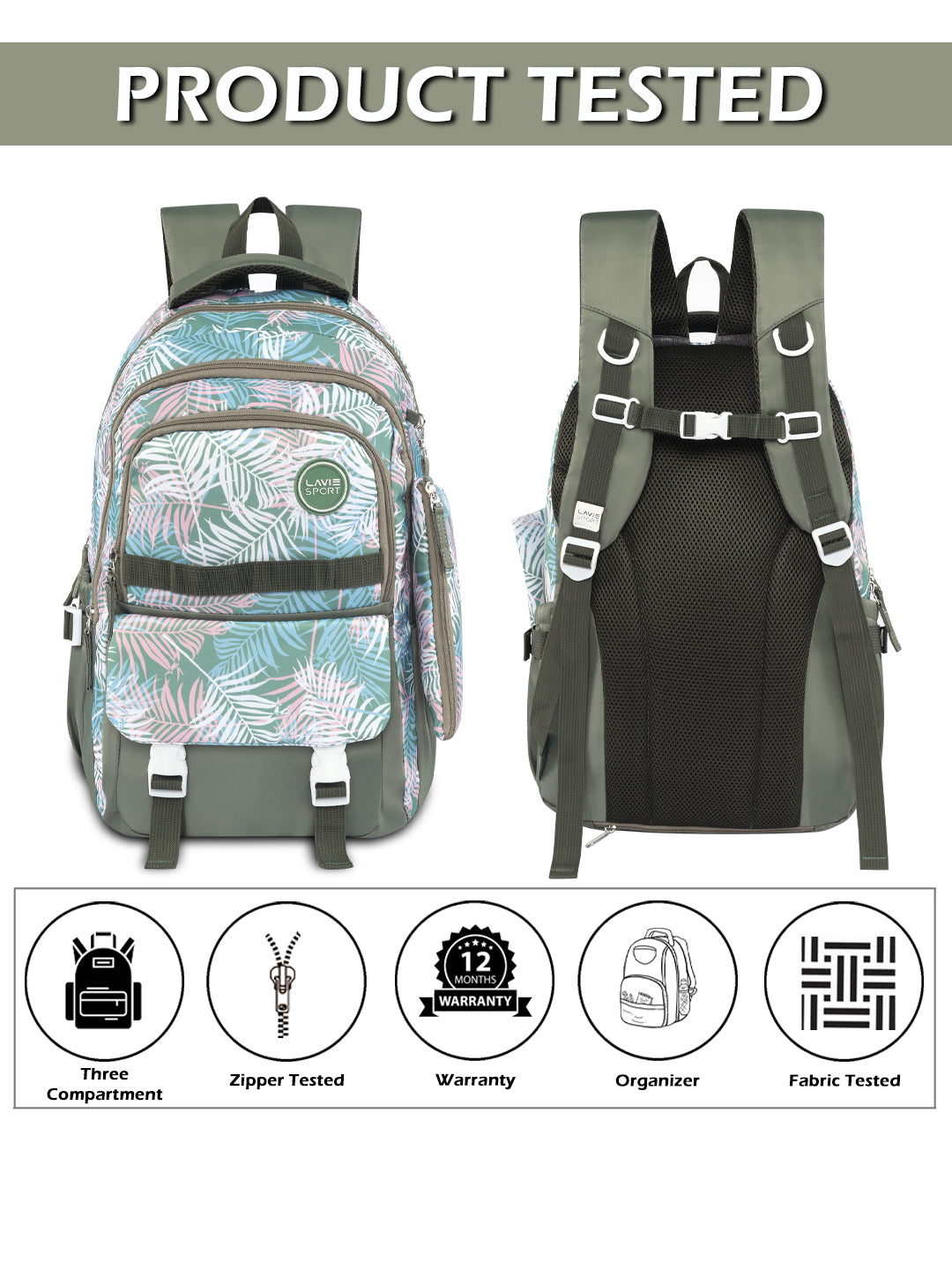 Foliage Laptop Backpack Raincover Bag Green