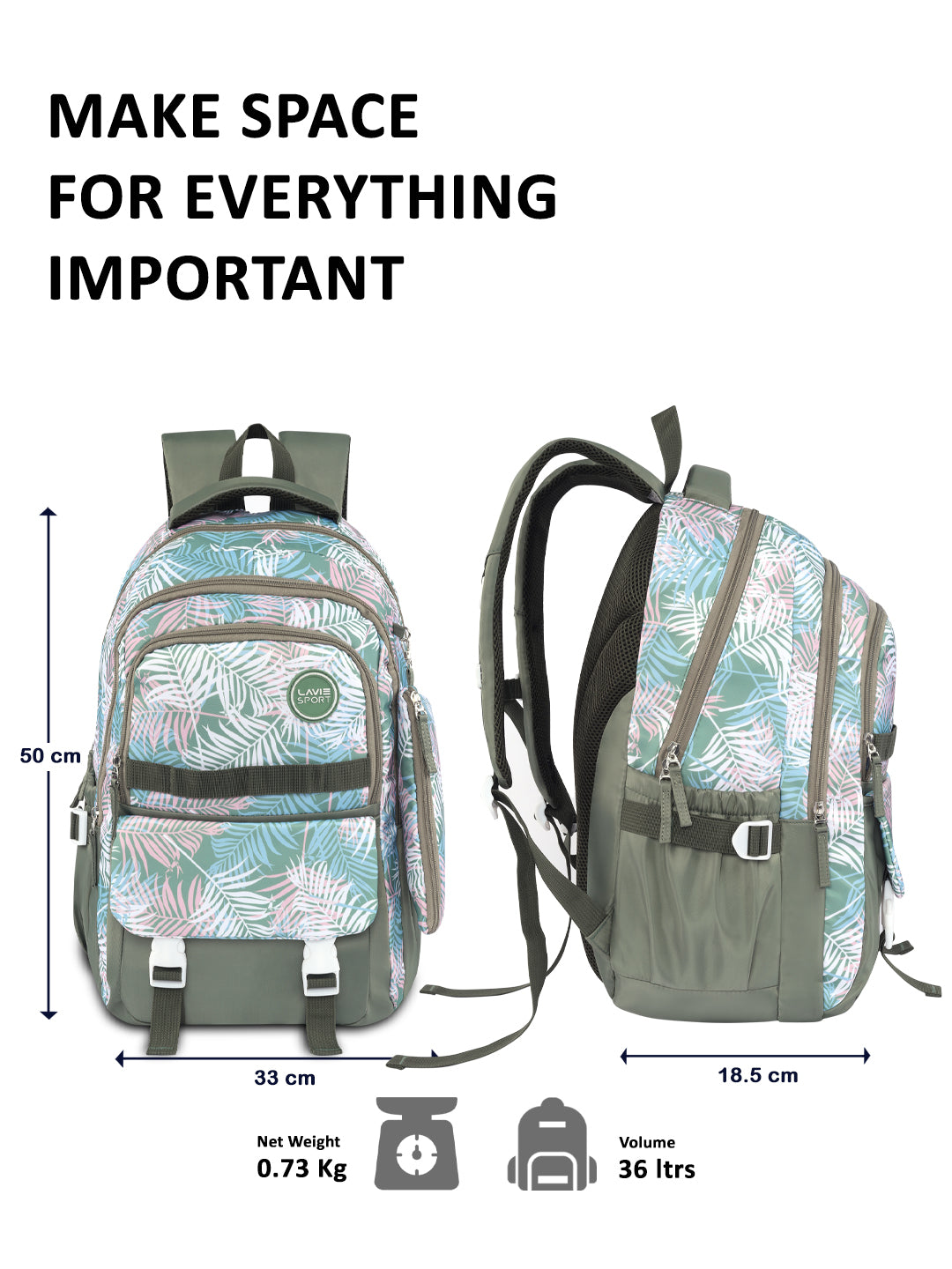 Foliage Laptop Backpack Raincover Bag Green