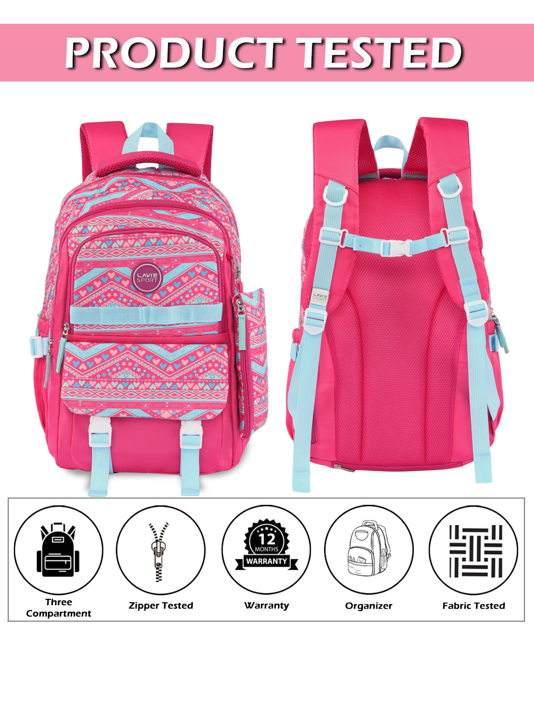 Lineplay Laptop Backpack Raincover Bag Pink