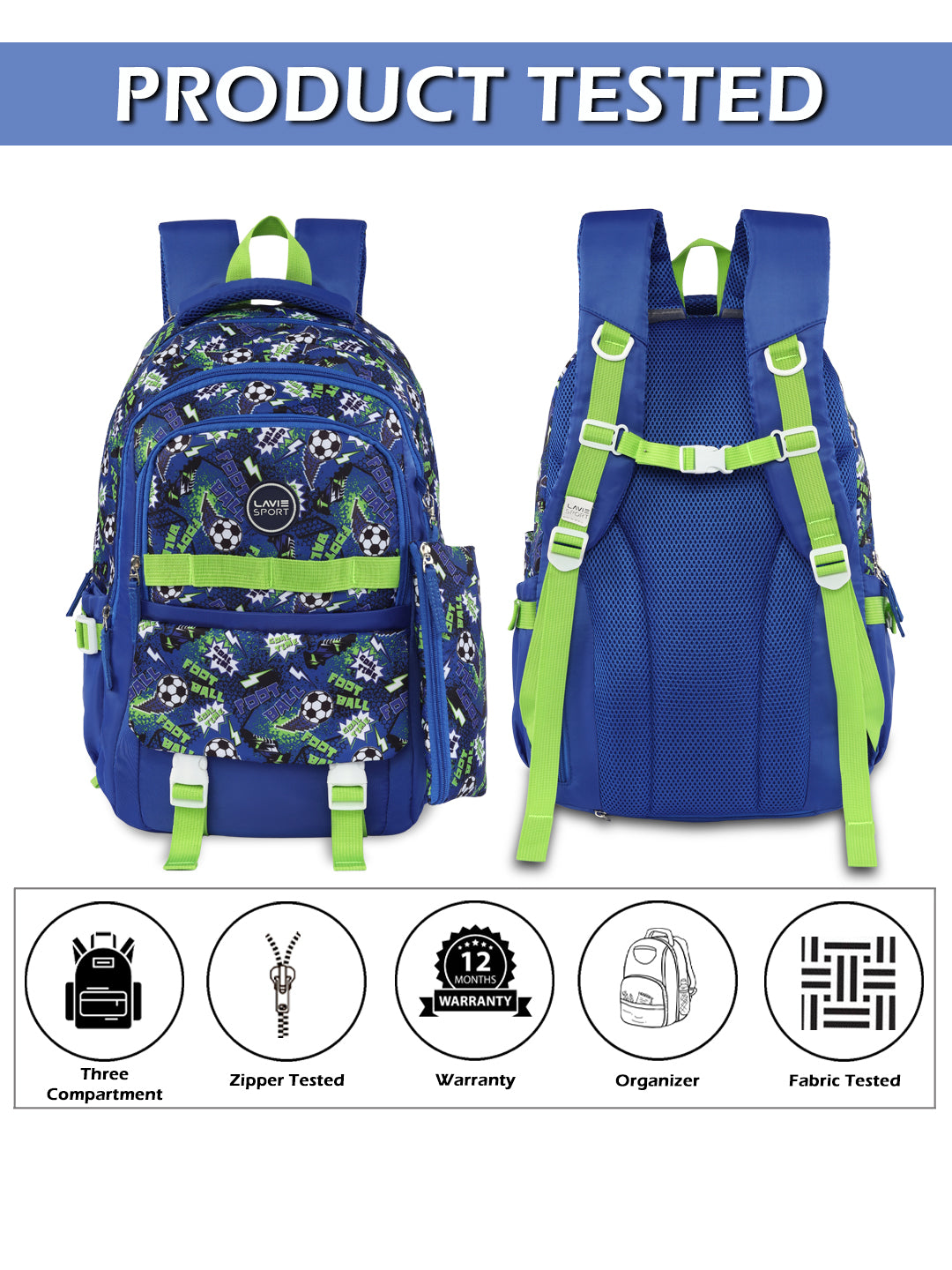 Soccer Laptop Backpack Raincover Bag Navy