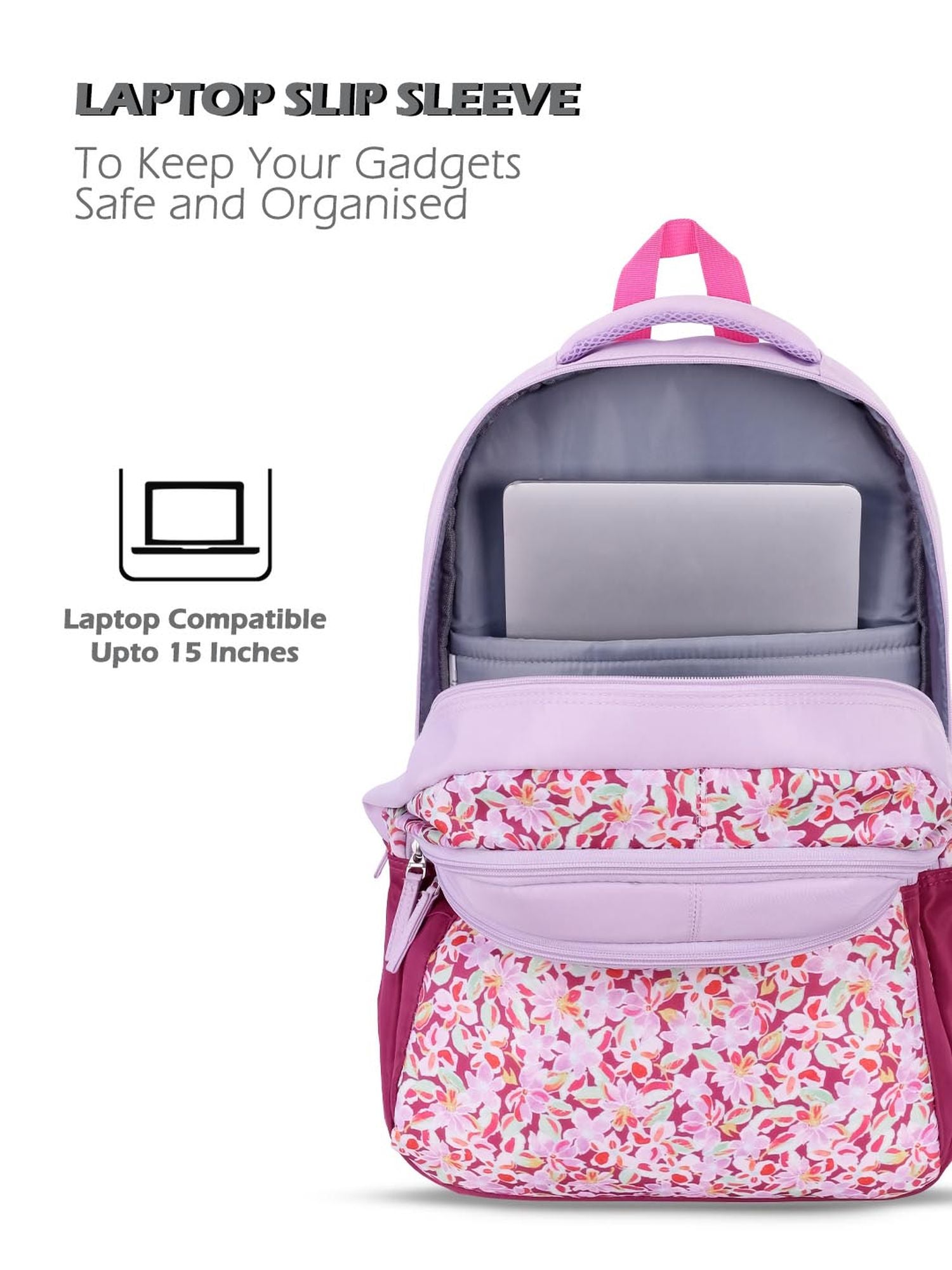 Blush Printed Backpack Pencil Pouch Bag Pink