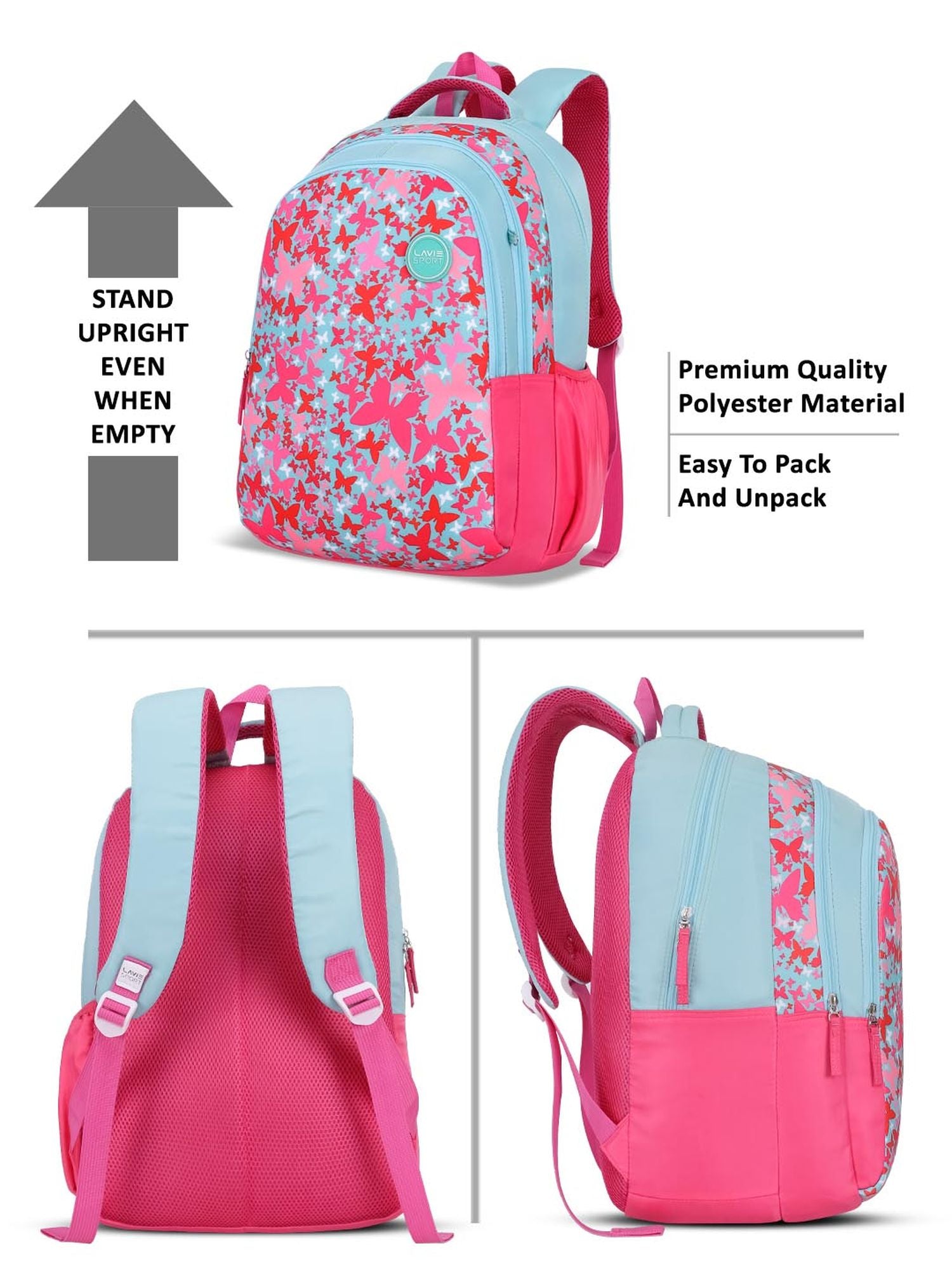 Twirl Printed Backpack Pencil Pouch Bag Blue