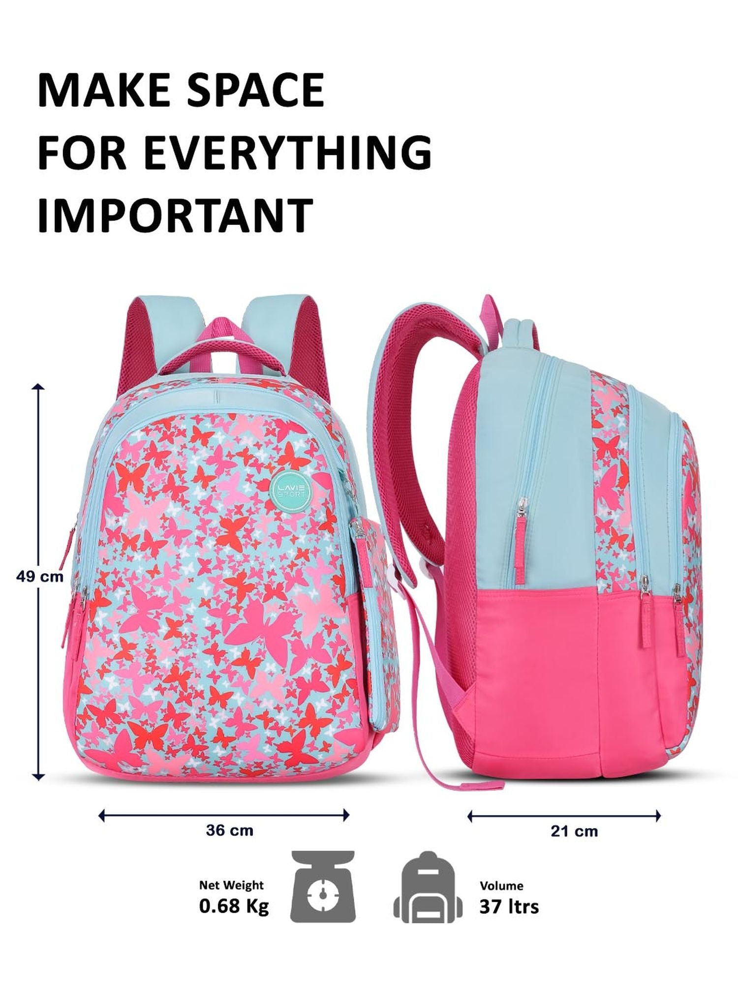 Twirl Printed Backpack Pencil Pouch Bag Blue