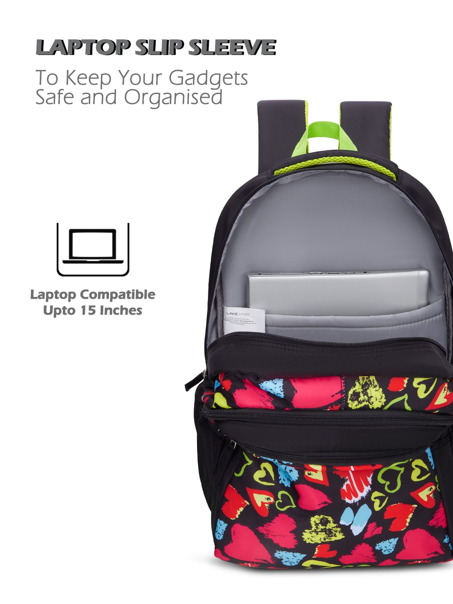 Passion Printed Backpack Pencil Pouch Bag Black