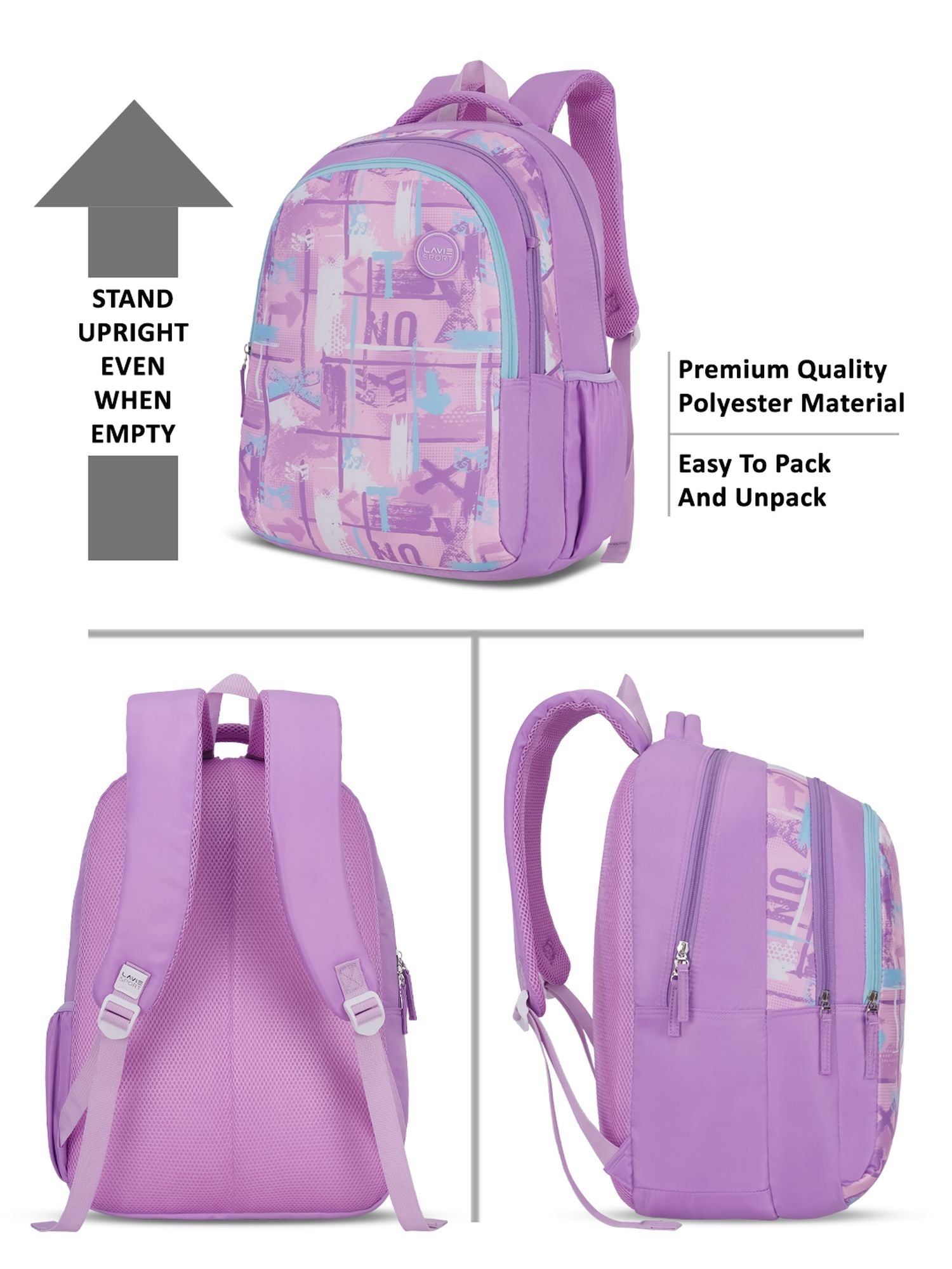 Canvas Printed Backpack Pencil Pouch Bag Purple