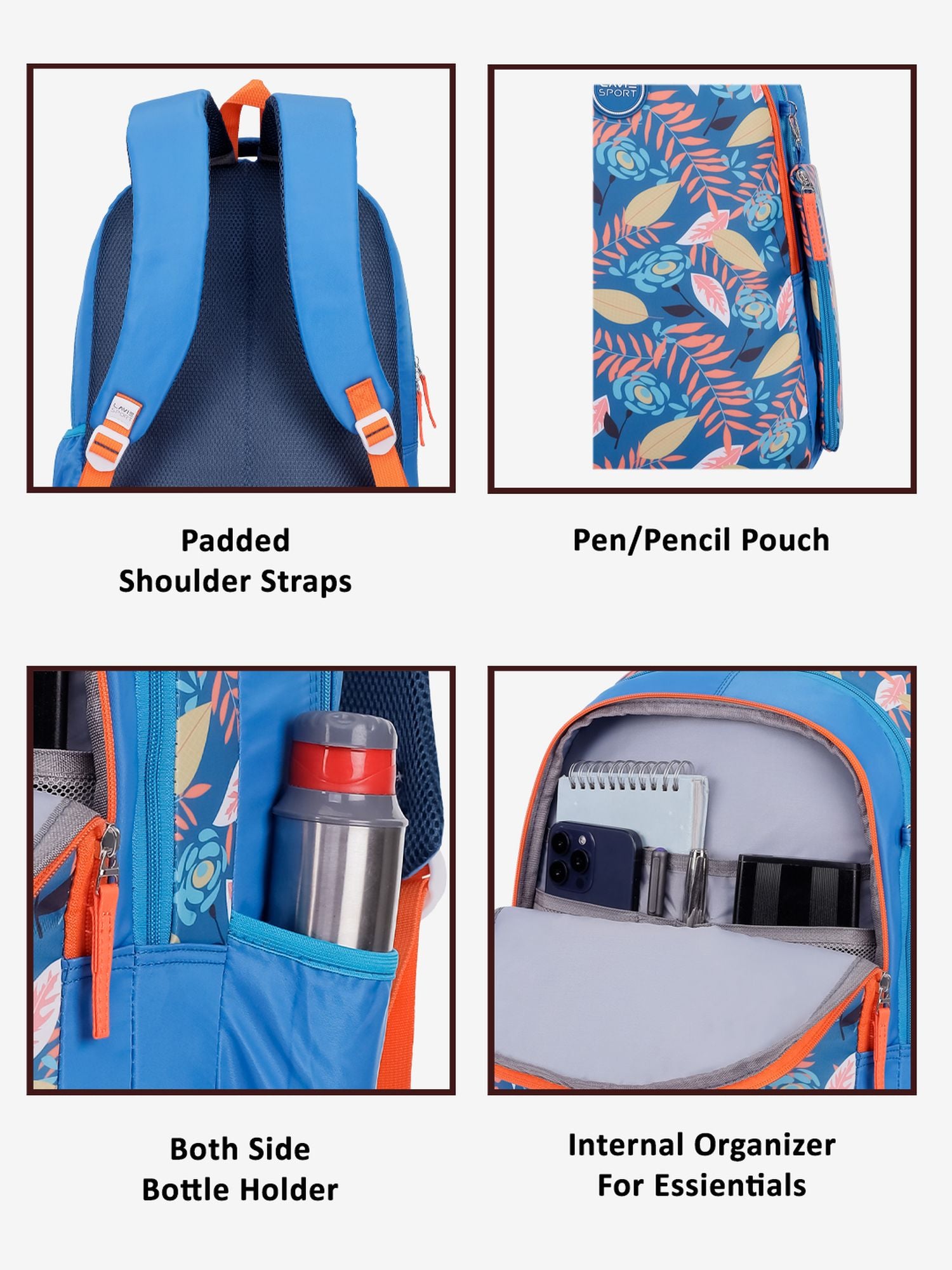 Tropica Printed Backpack Pencil Pouch Bag Teal