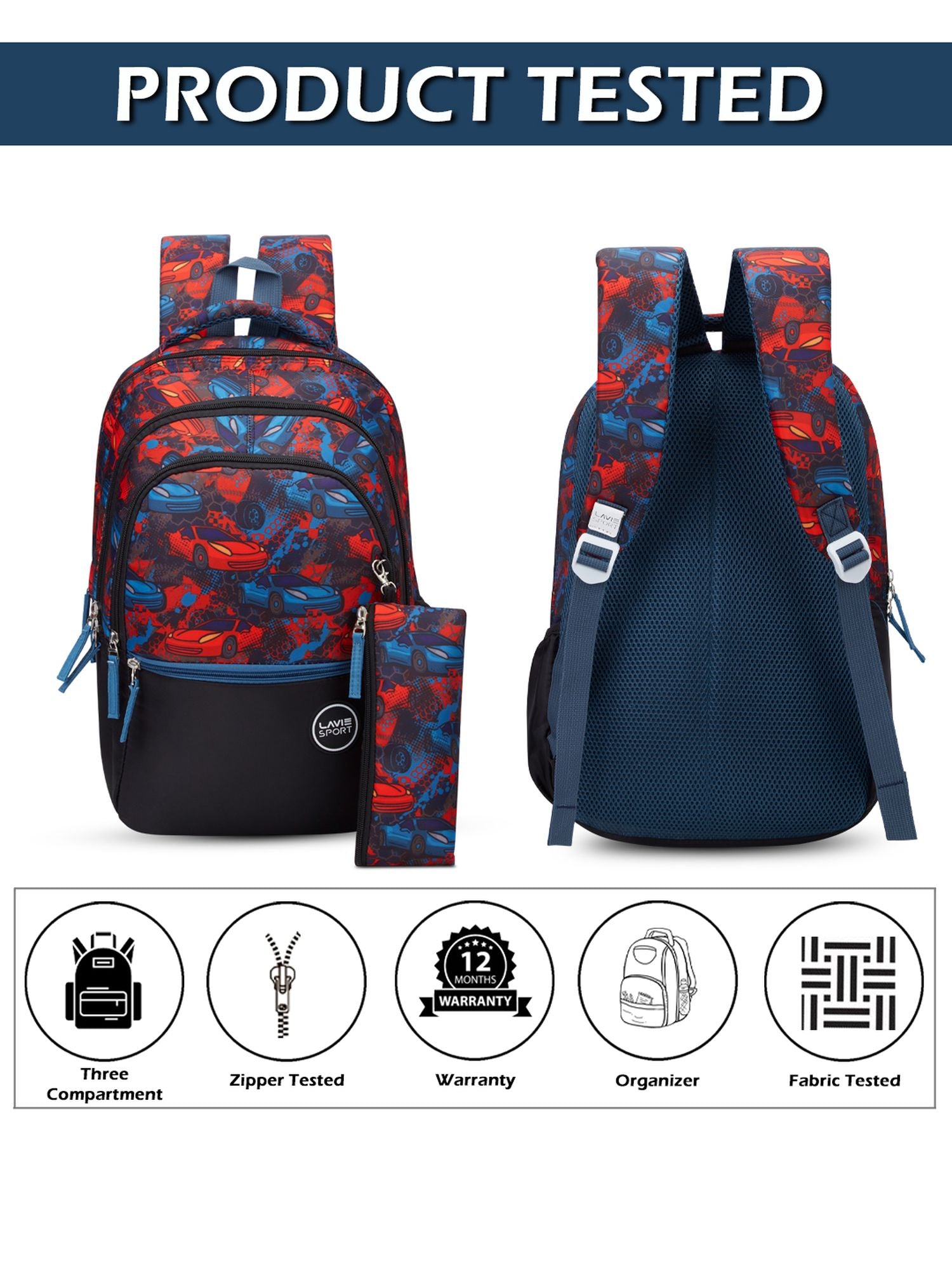 Race Printed Backpack Red