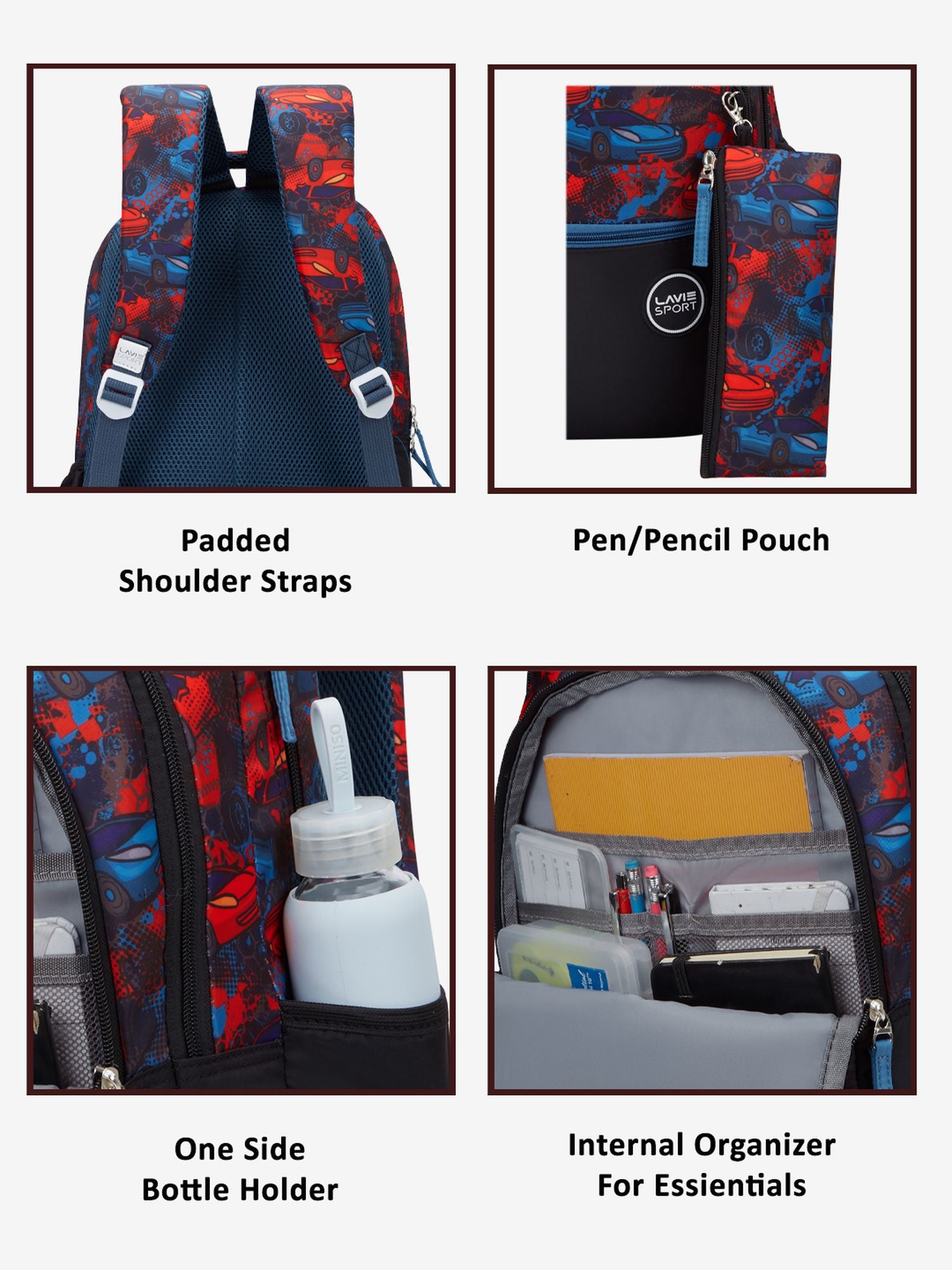 Race Printed Backpack Red